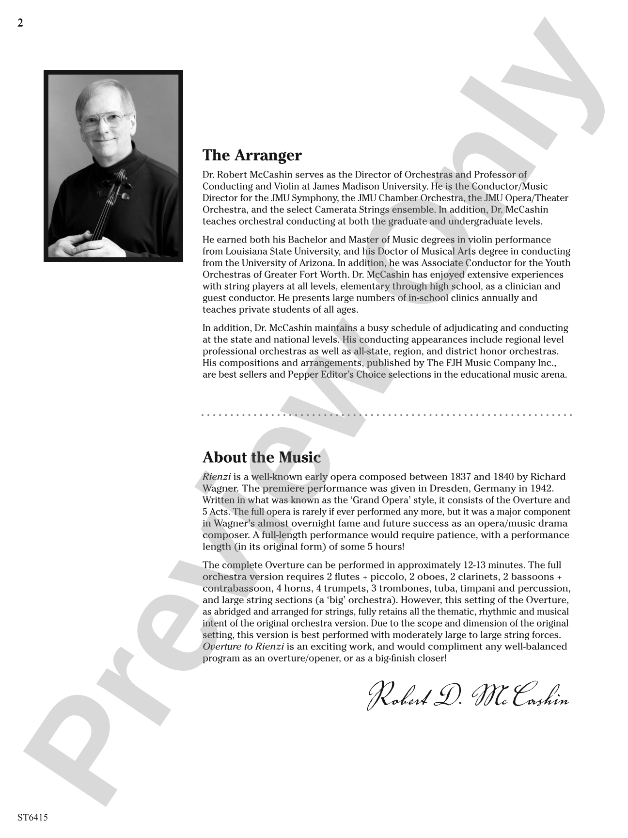Overture to Rienzi: String Orchestra Conductor Score & Parts