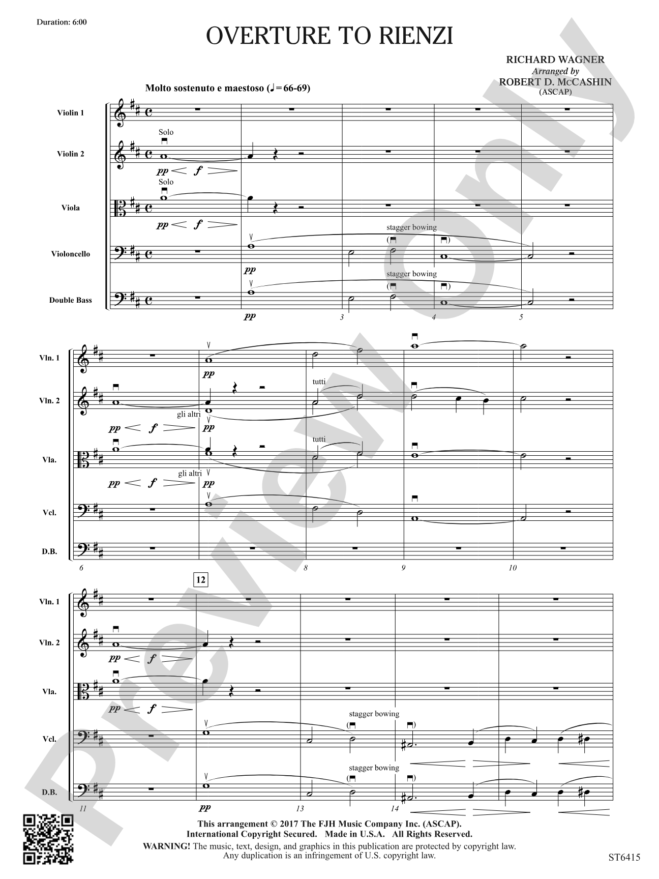 Overture to Rienzi: String Orchestra Conductor Score & Parts