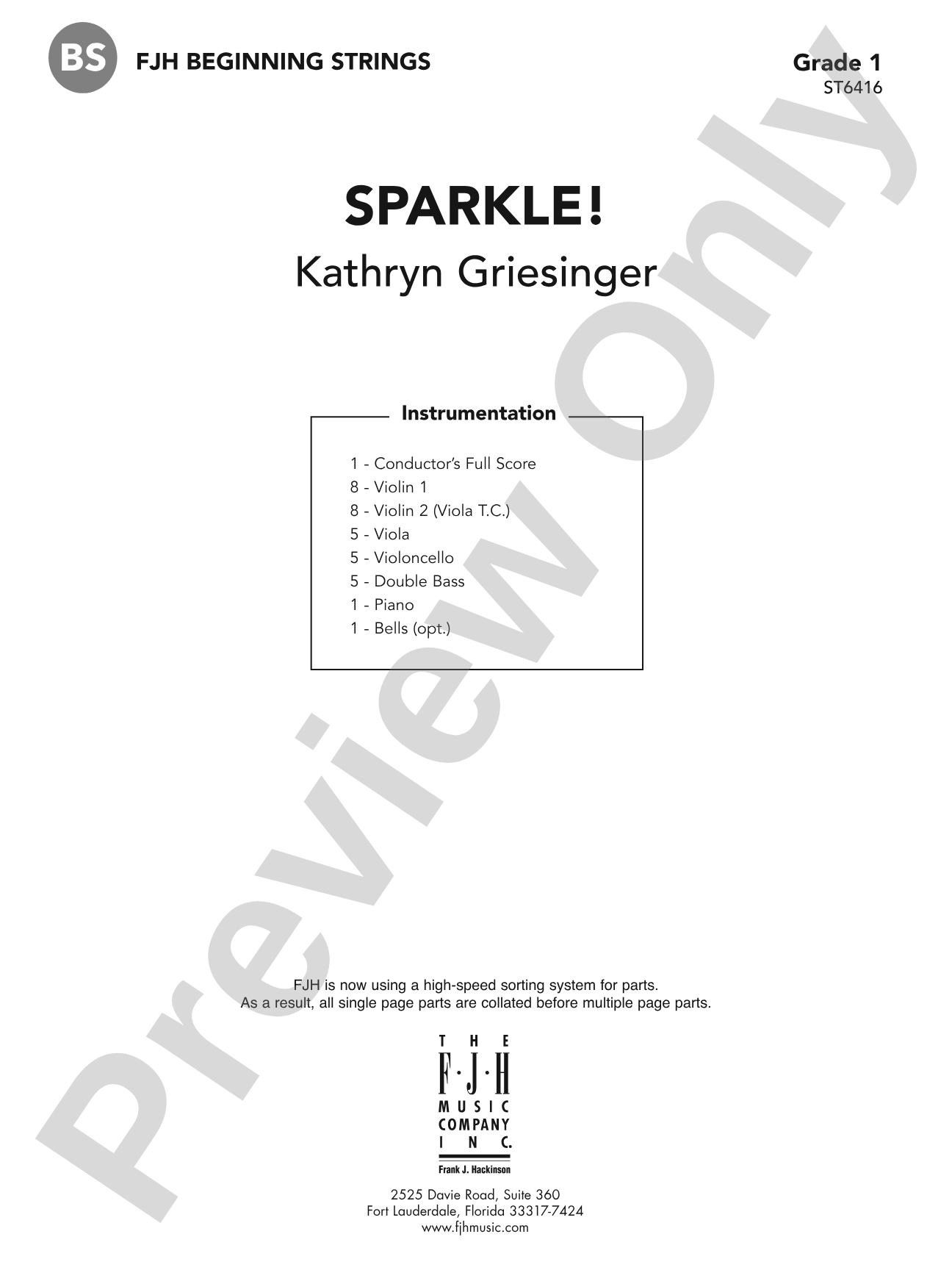 Sparkle!: String Orchestra Conductor Score & Parts