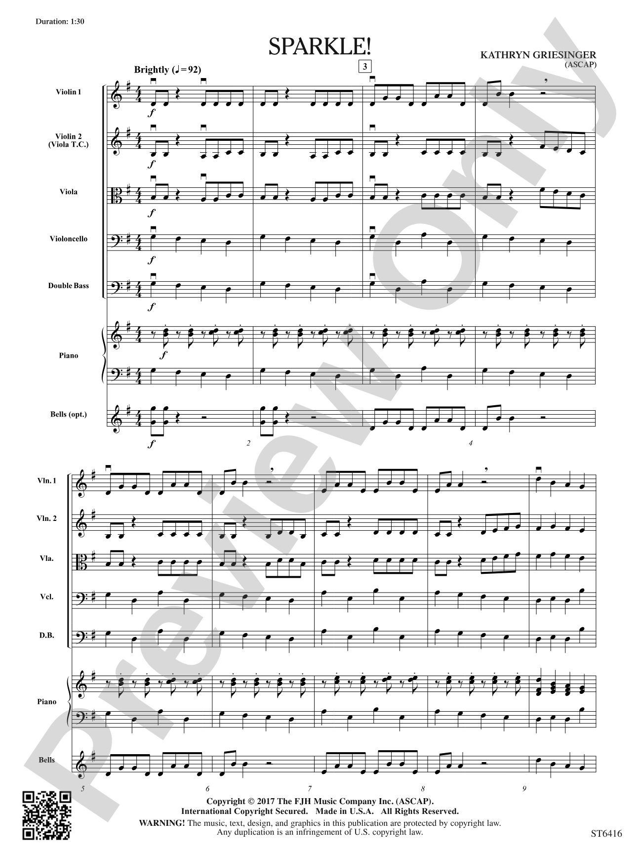 Sparkle!: String Orchestra Conductor Score & Parts