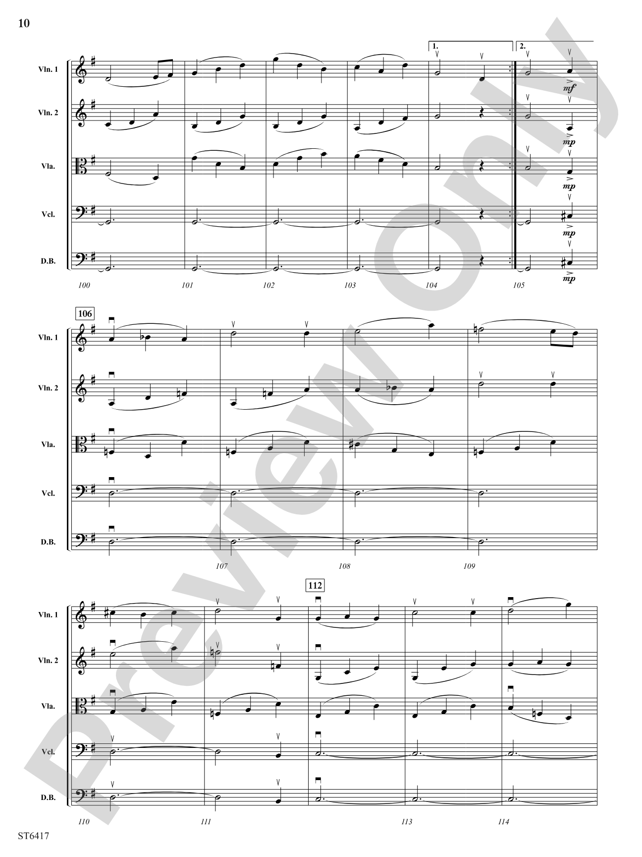 Menuetto From Symphony No 5: String Orchestra Conductor Score & Parts