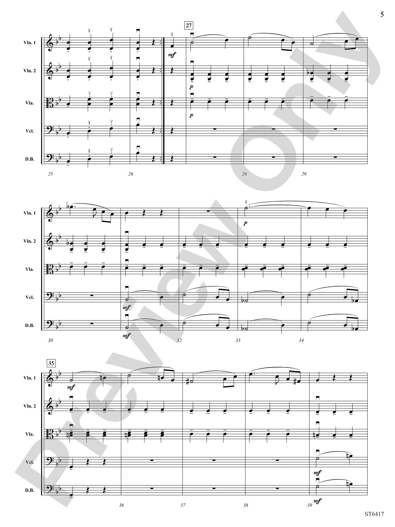 Menuetto From Symphony No 5: String Orchestra Conductor Score & Parts