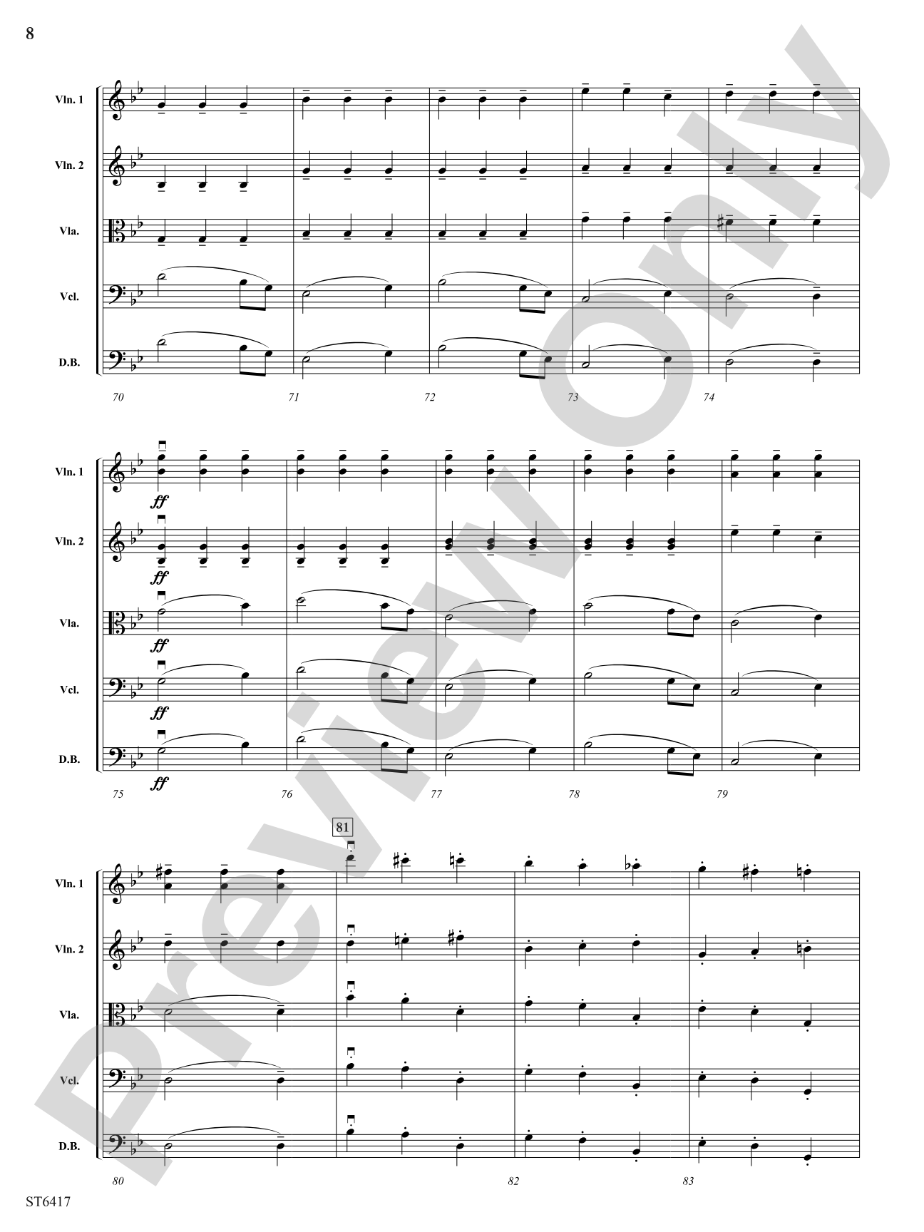 Menuetto From Symphony No 5: String Orchestra Conductor Score & Parts