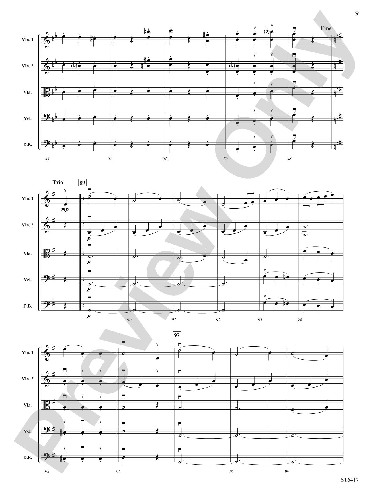 Menuetto From Symphony No 5: String Orchestra Conductor Score & Parts