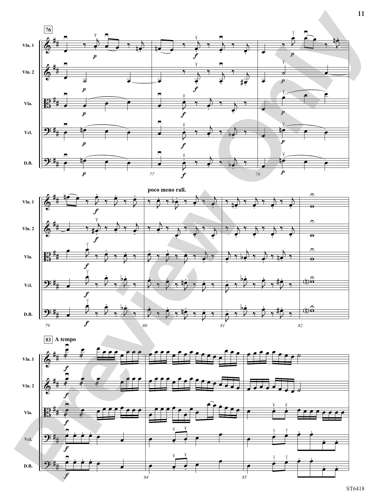 Allegro from Serenade No 1 in D: String Orchestra Conductor Score & Parts