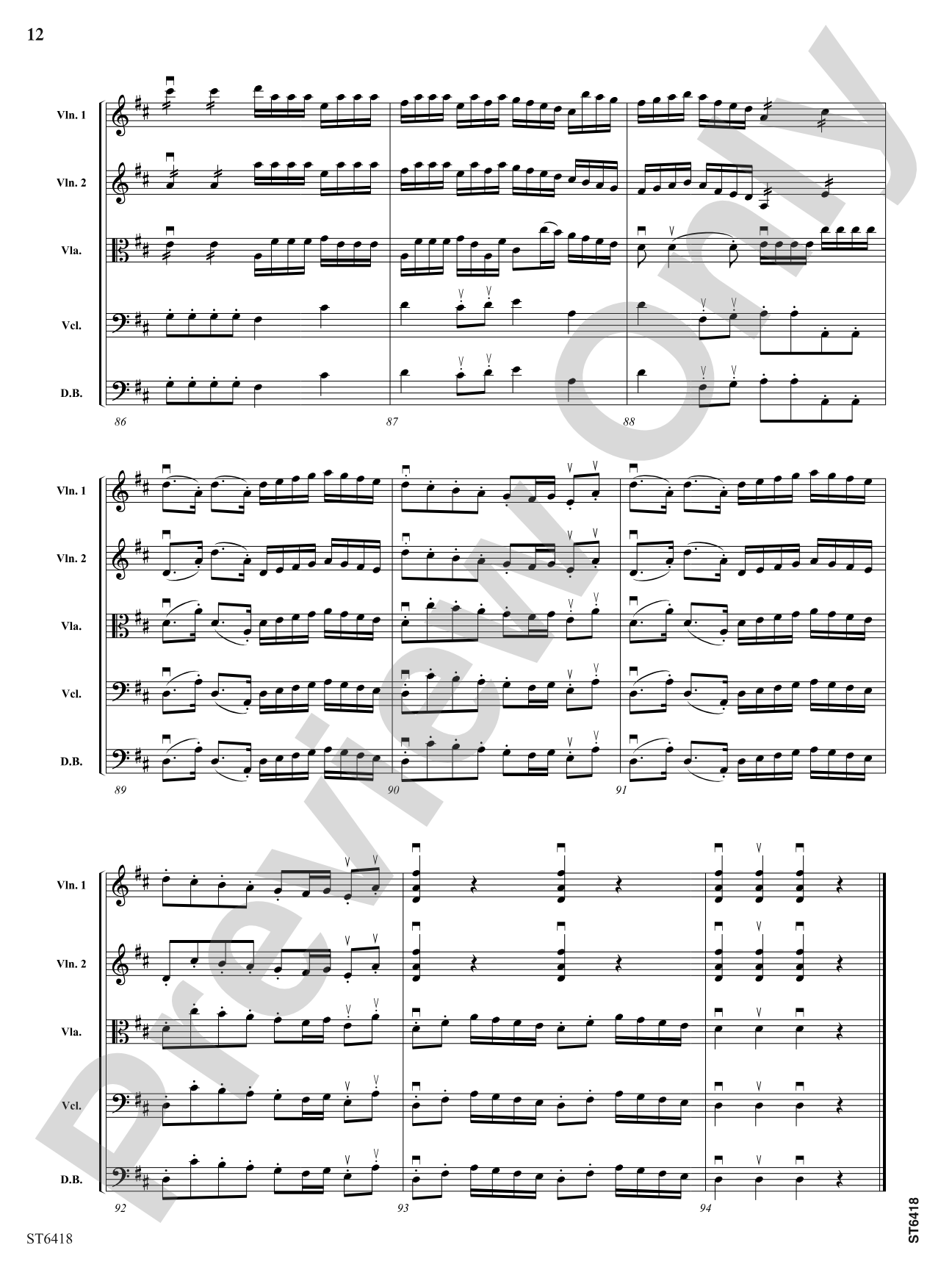 Allegro from Serenade No 1 in D: String Orchestra Conductor Score & Parts