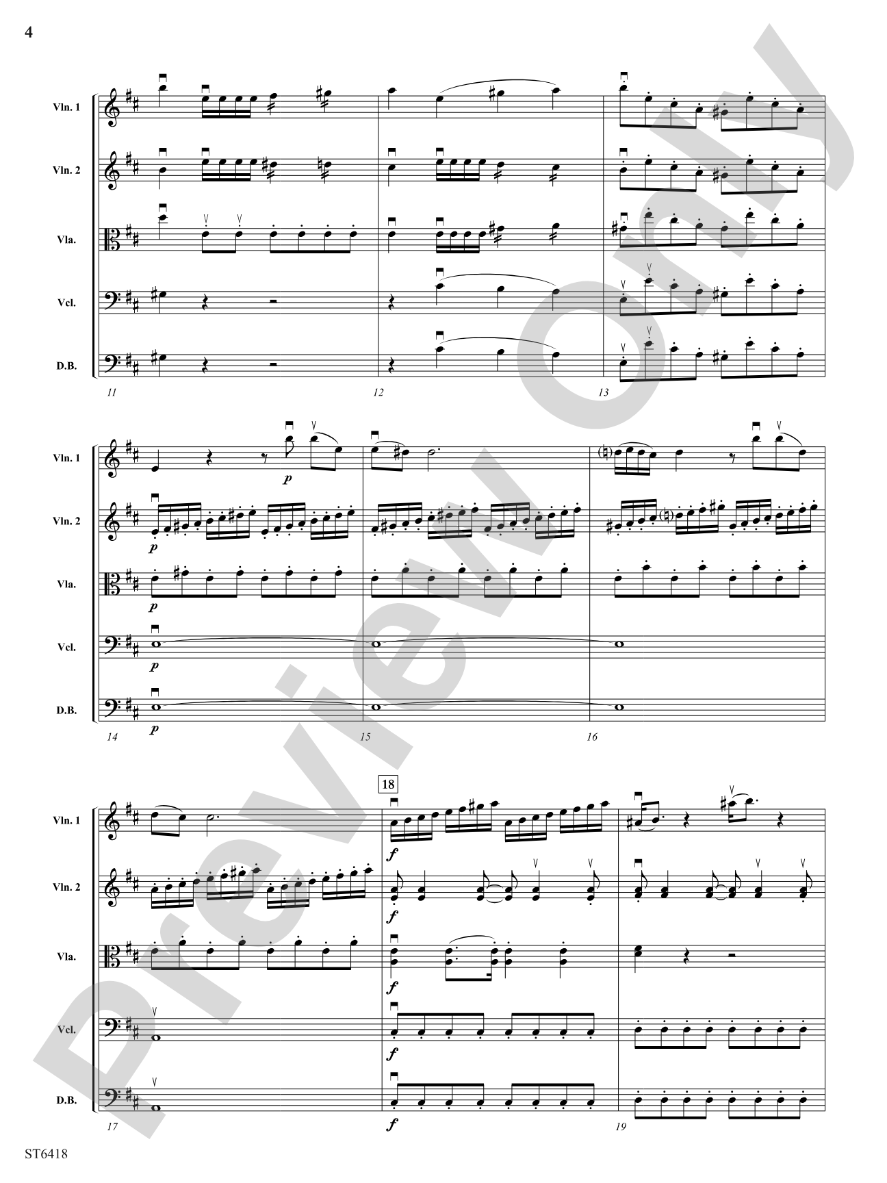 Allegro from Serenade No 1 in D: String Orchestra Conductor Score & Parts