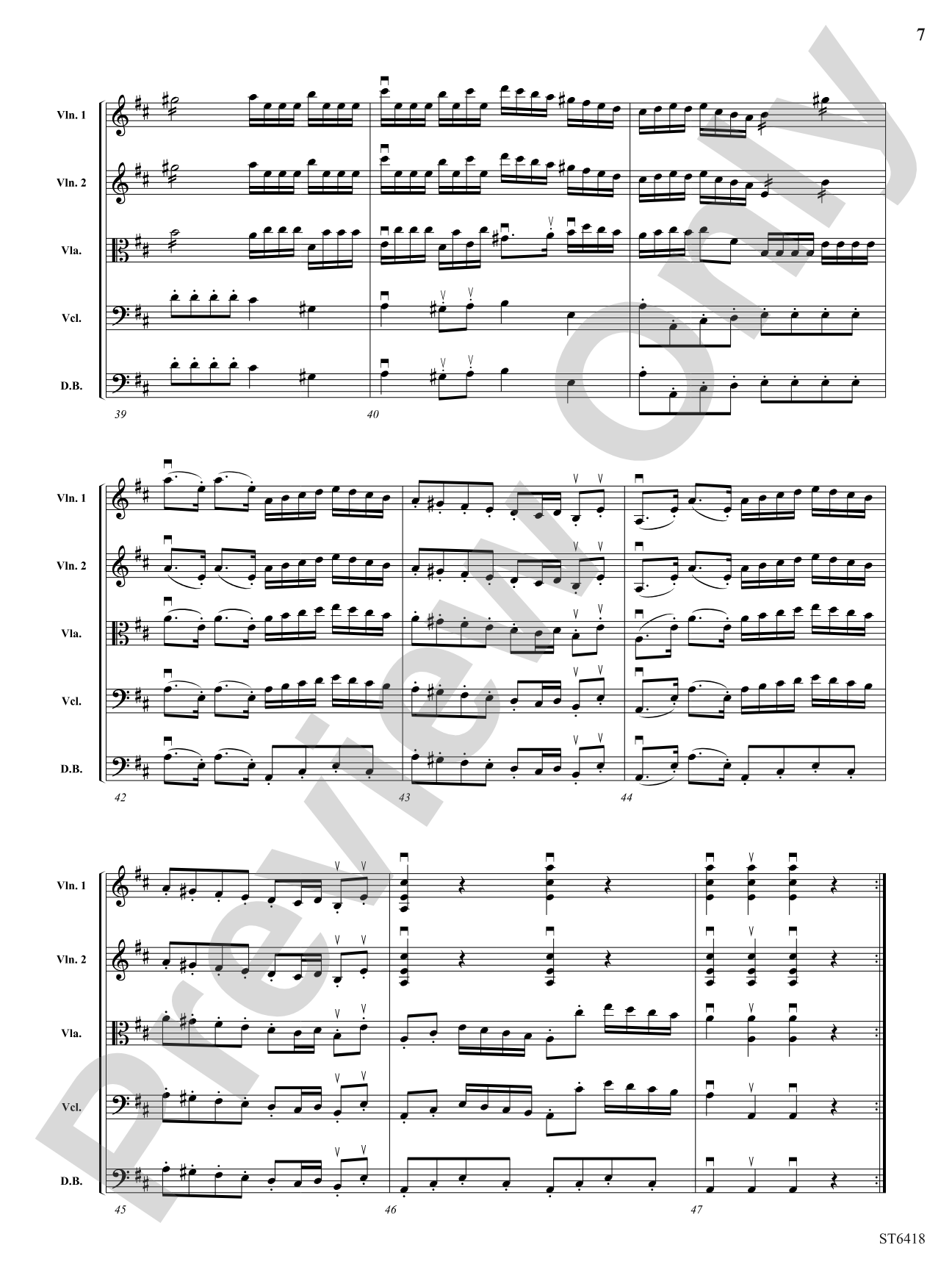 Allegro from Serenade No 1 in D: String Orchestra Conductor Score & Parts