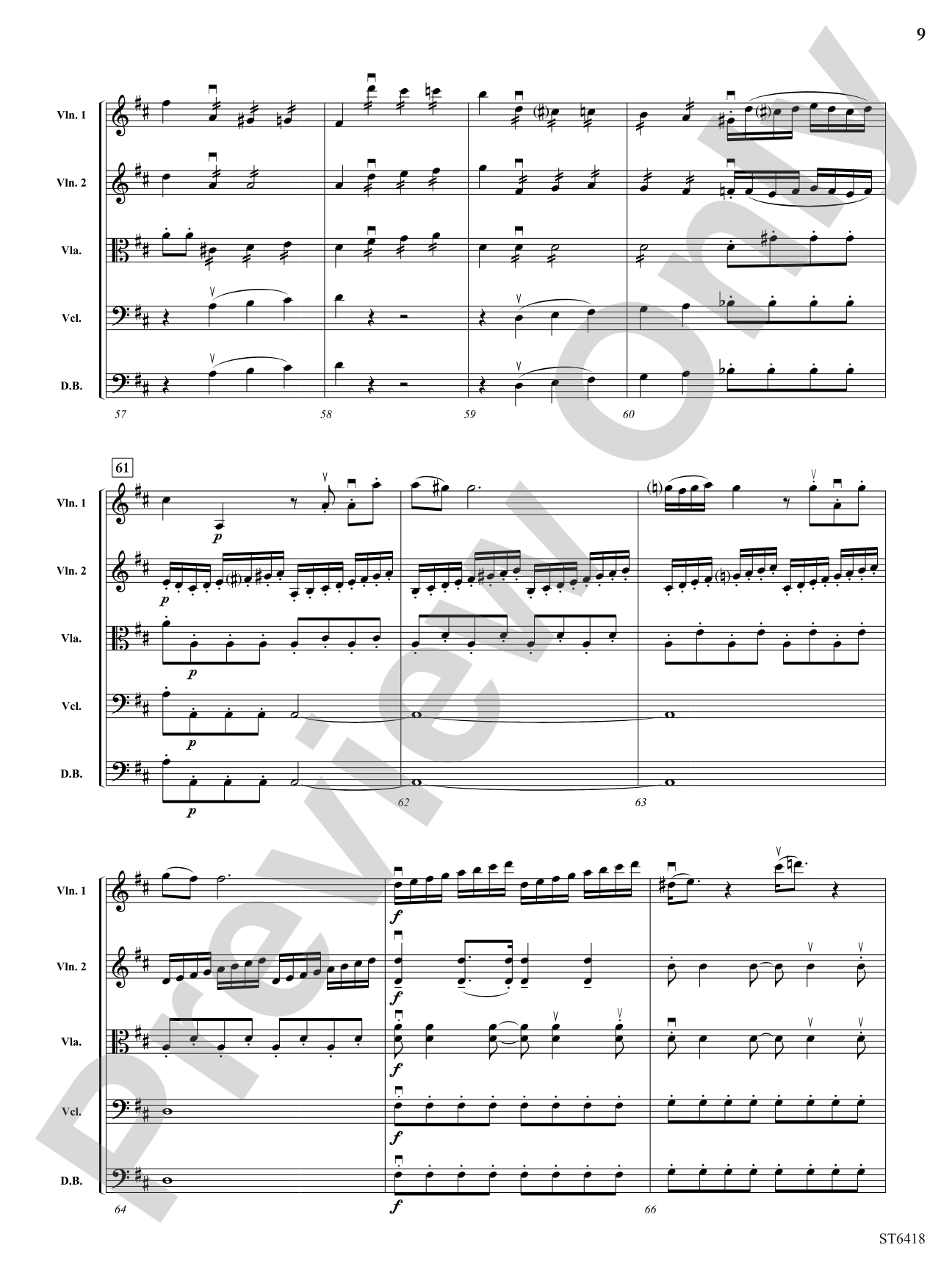 Allegro from Serenade No 1 in D: String Orchestra Conductor Score & Parts