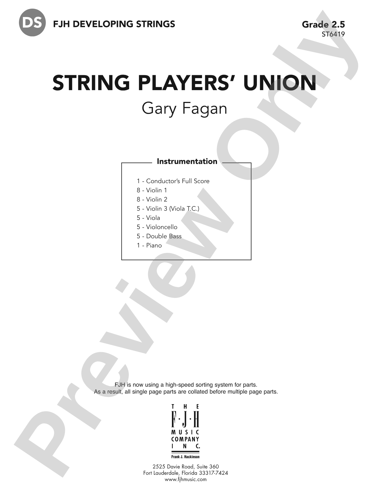 String Players' Union: String Orchestra Conductor Score & Parts