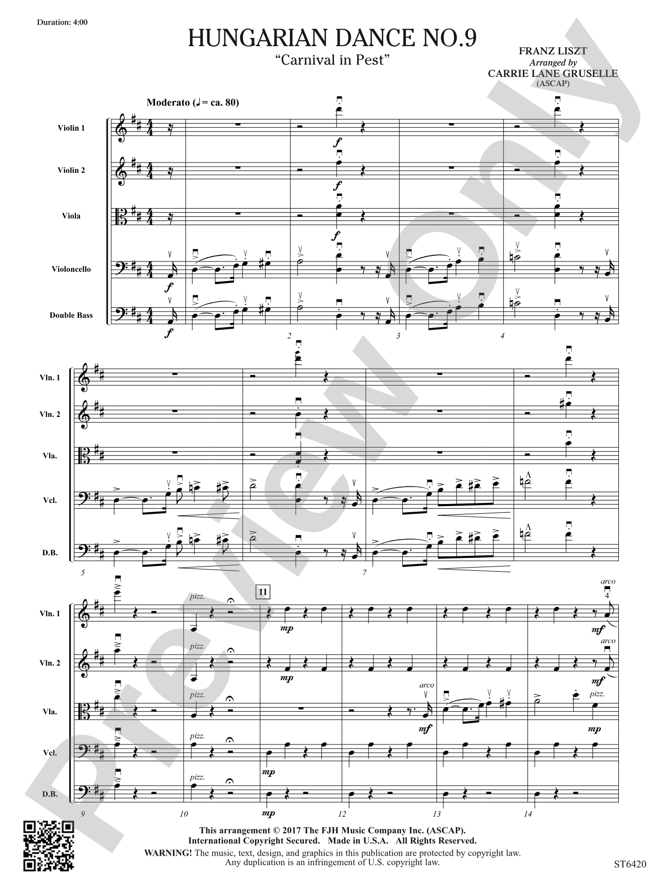 Hungarian Rhapsody No 9: String Orchestra Conductor Score & Parts