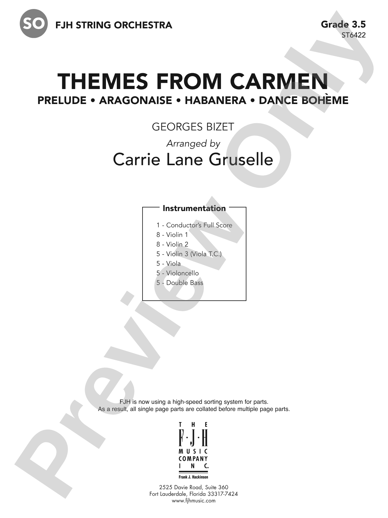 Themes from Carmen: String Orchestra Conductor Score & Parts
