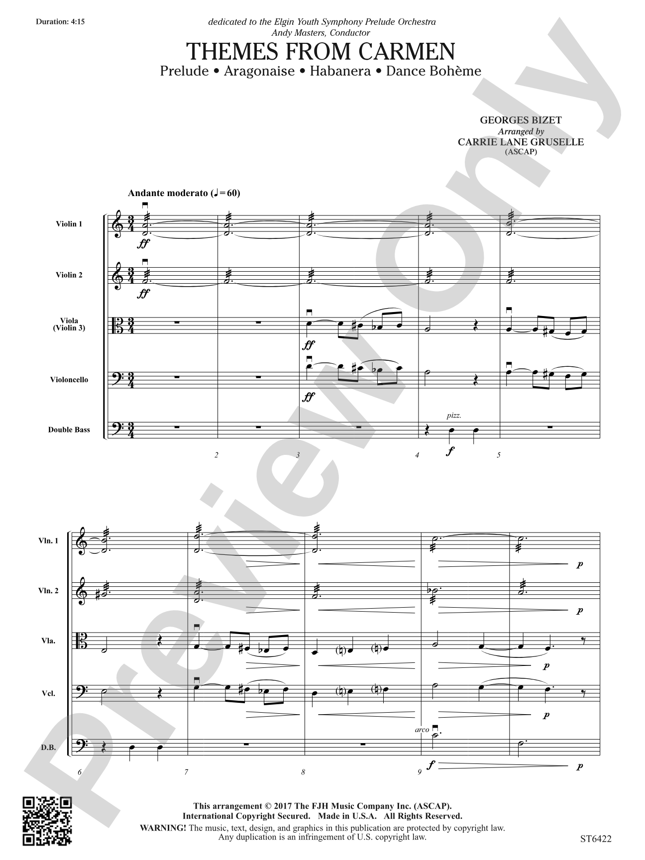 Themes from Carmen: String Orchestra Conductor Score & Parts