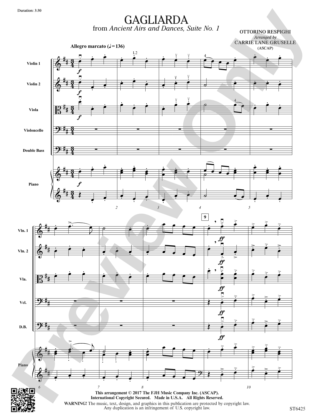 Gagliarda: String Orchestra Conductor Score & Parts