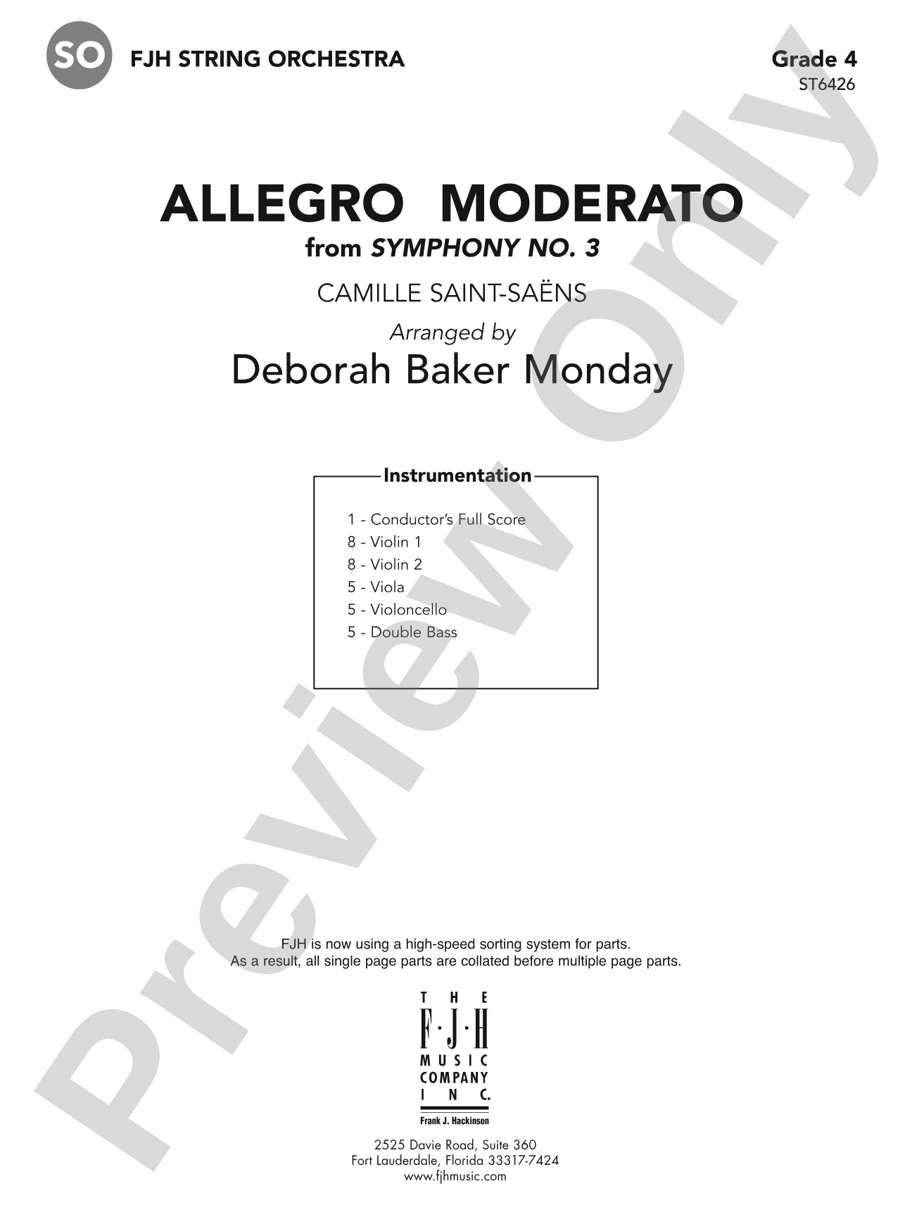 Allegro Moderato (From Symphony No. 3): String Orchestra Conductor Score & Parts