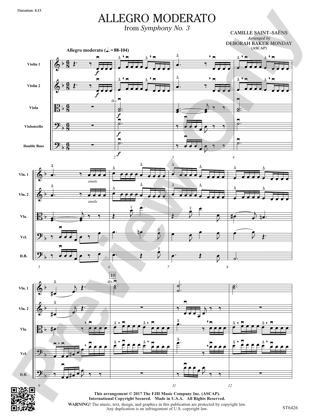 Allegro Moderato (From Symphony No. 3): String Orchestra Conductor Score & Parts