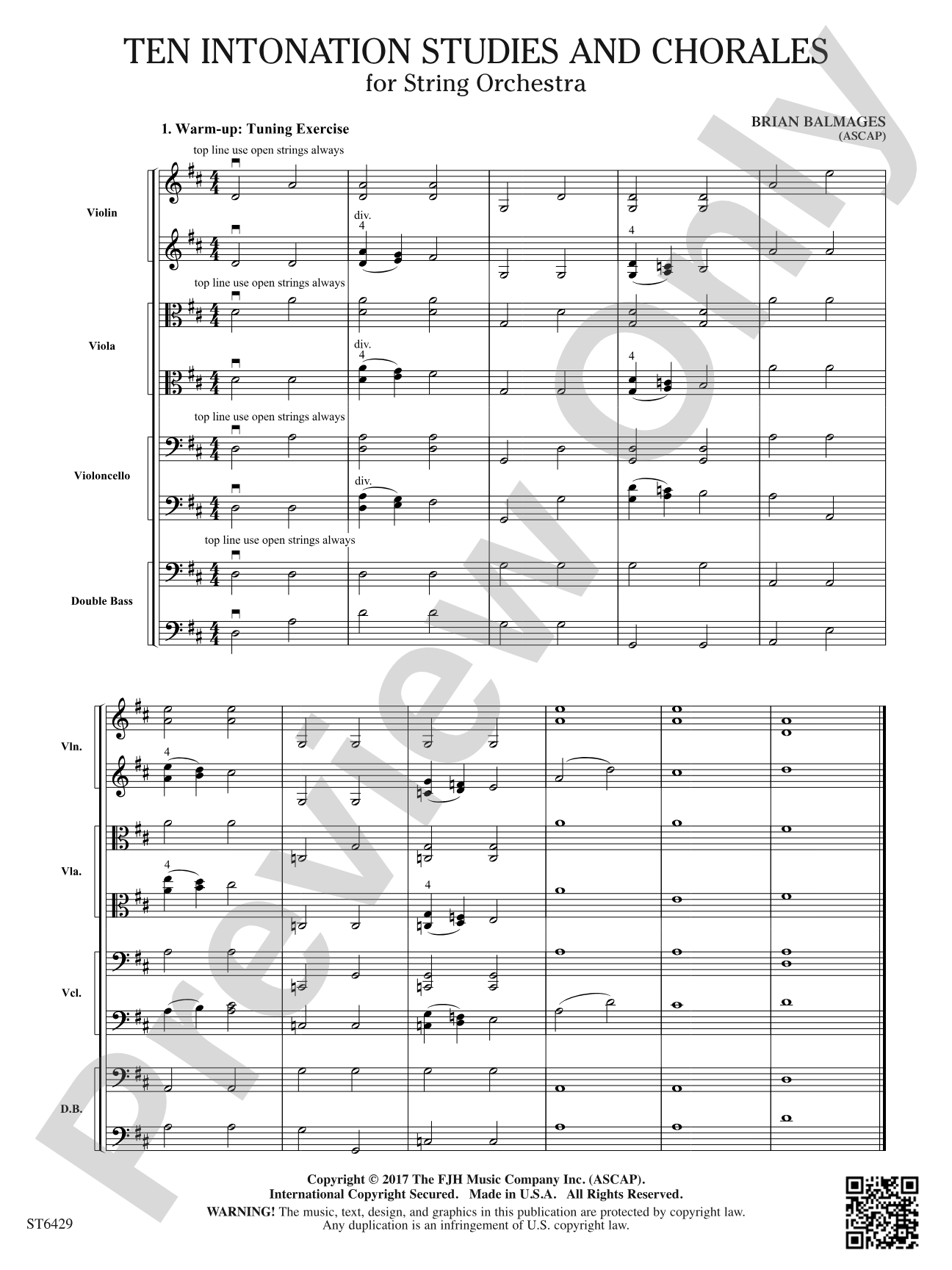 10 Intonation Studies and Chorales: String Orchestra Conductor Score & Parts