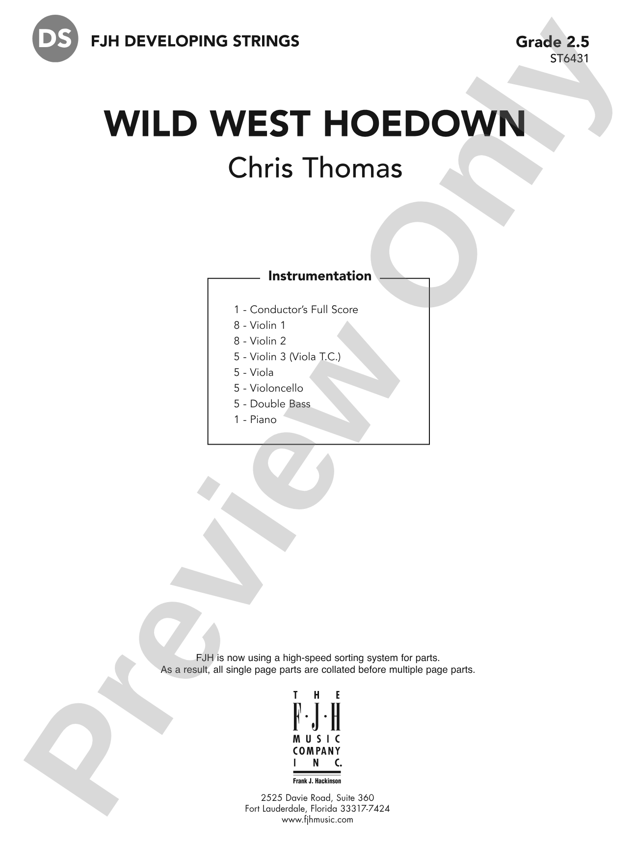 Wild West Hoedown: String Orchestra Conductor Score & Parts
