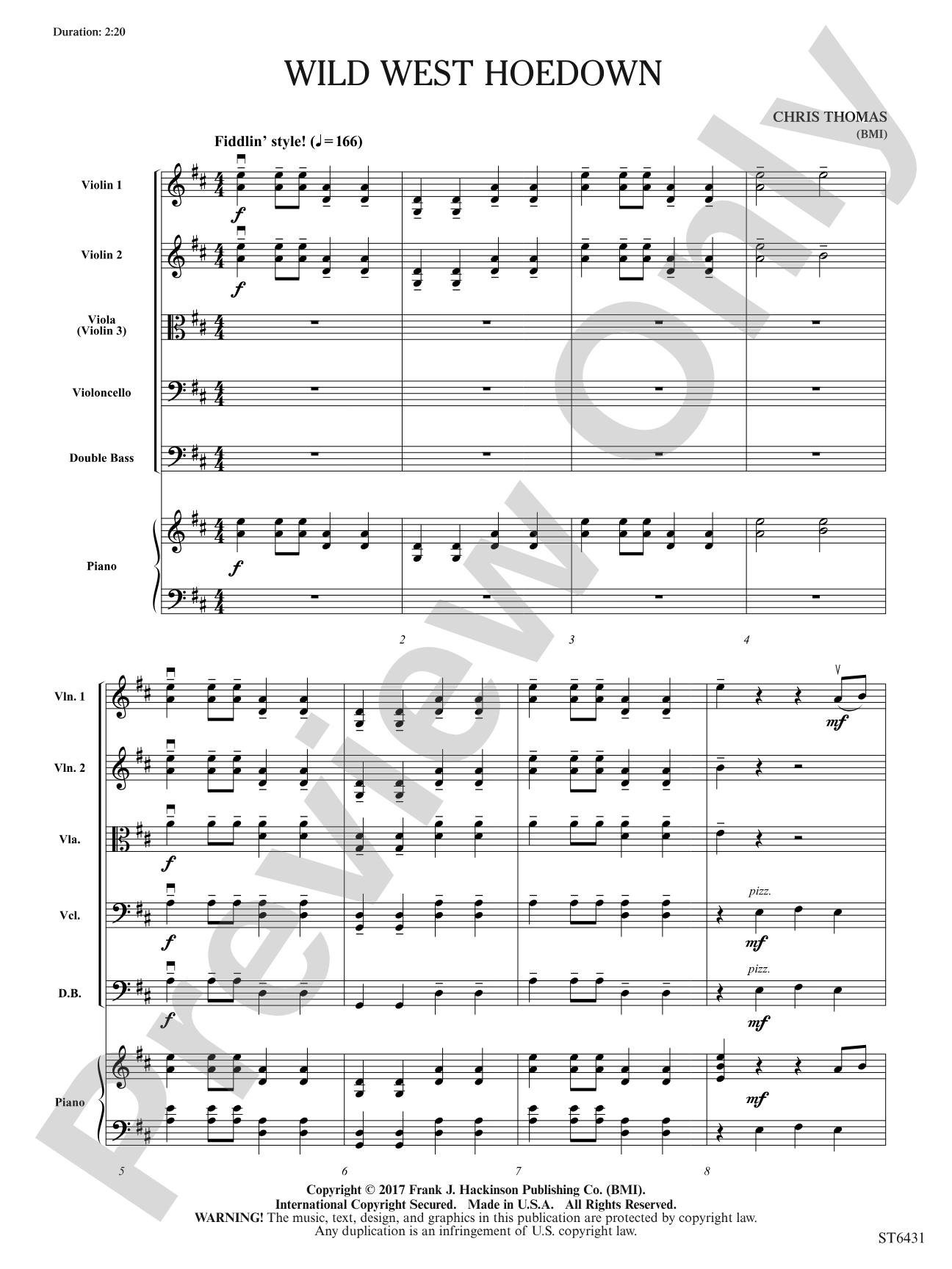 Wild West Hoedown: String Orchestra Conductor Score & Parts