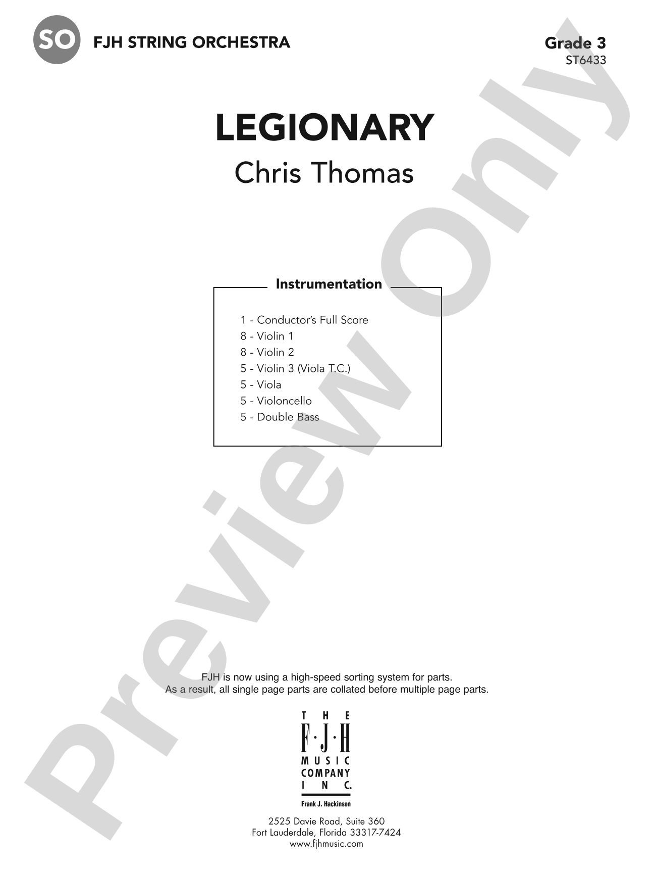 Legionary: String Orchestra Conductor Score & Parts