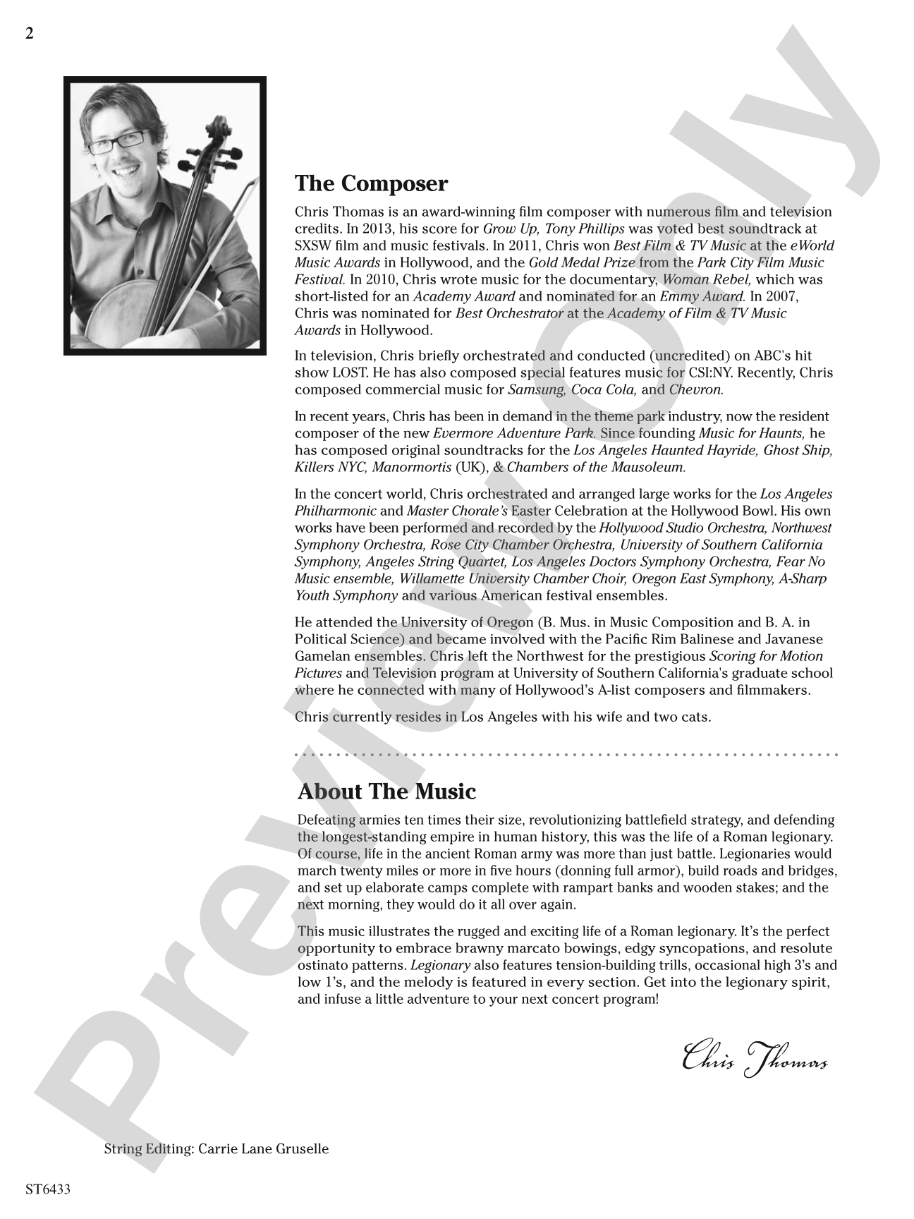 Legionary: String Orchestra Conductor Score & Parts