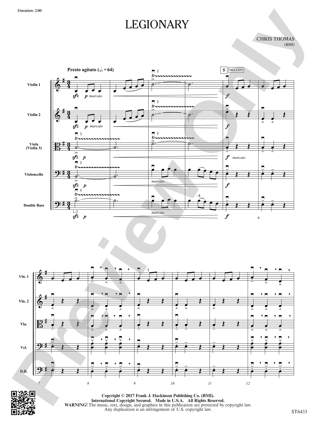 Legionary: String Orchestra Conductor Score & Parts