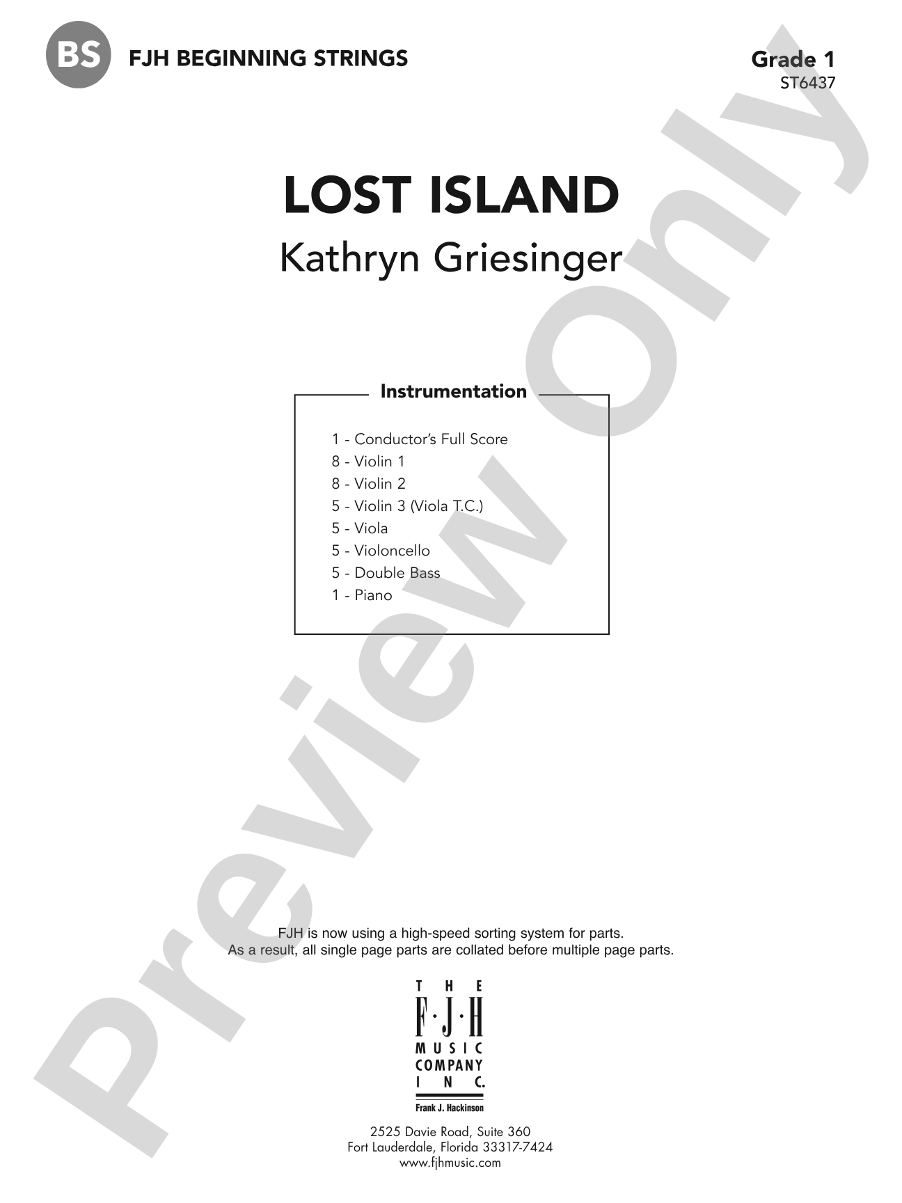 Lost Island: String Orchestra Conductor Score & Parts