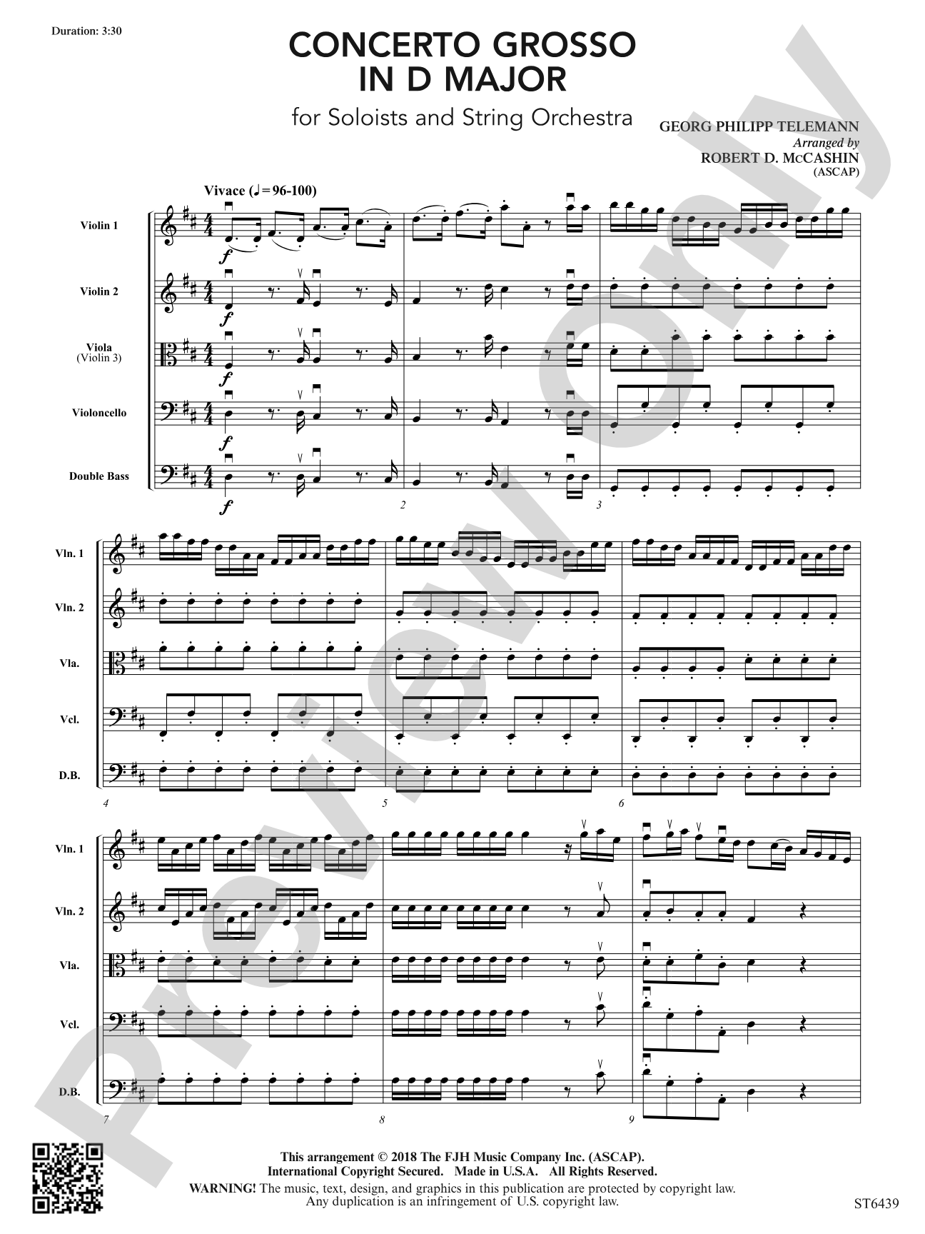 Concerto Grosso in D Major: String Orchestra Conductor Score & Parts