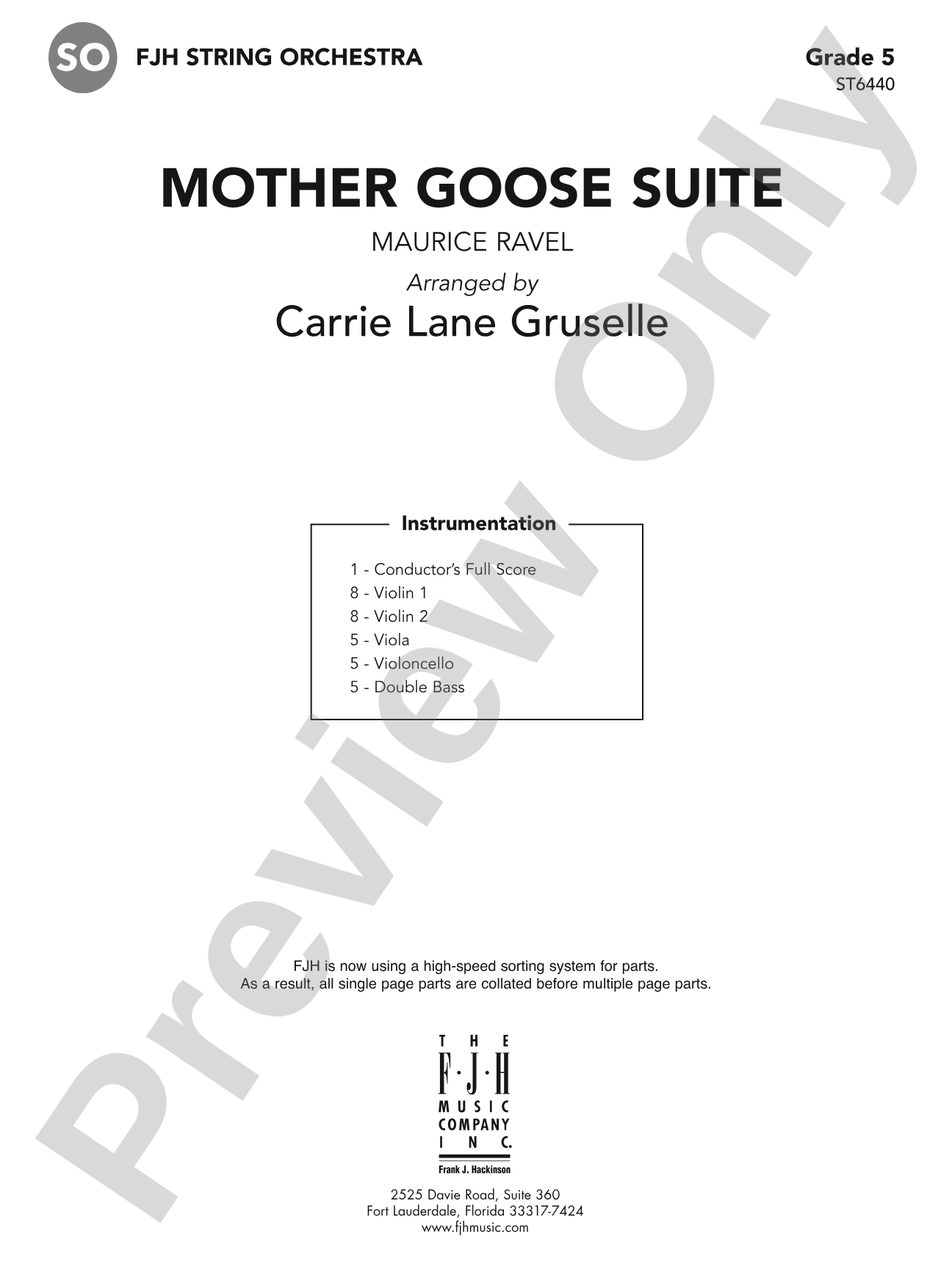 Mother Goose Suite: String Orchestra Conductor Score & Parts