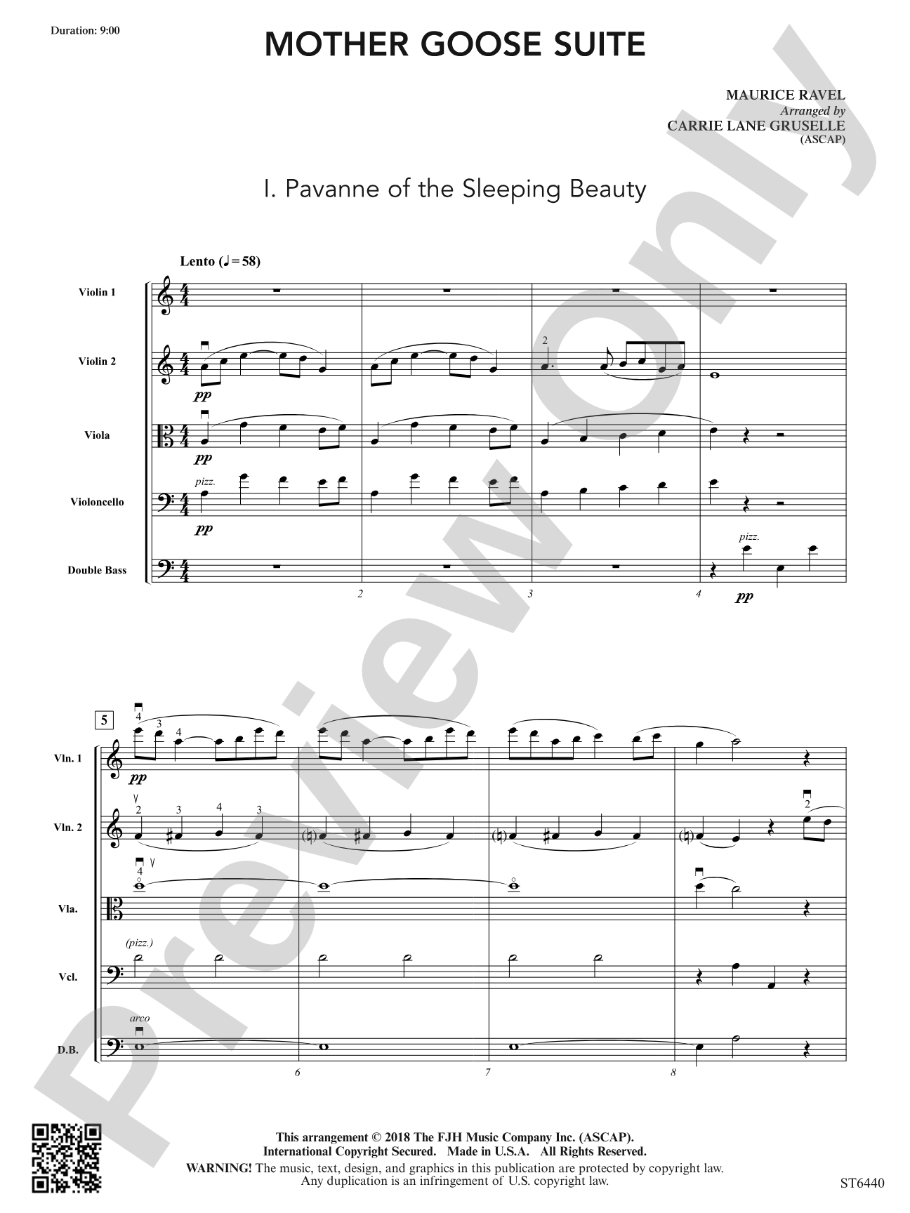 Mother Goose Suite: String Orchestra Conductor Score & Parts