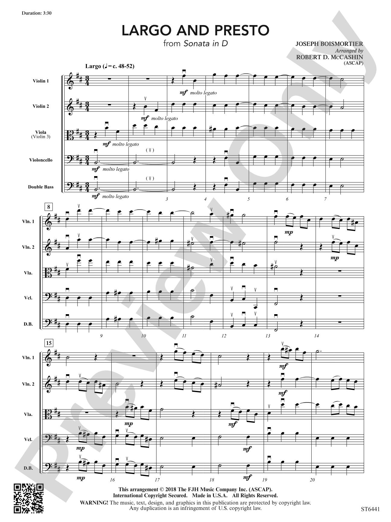 Largo and Presto: String Orchestra Conductor Score & Parts