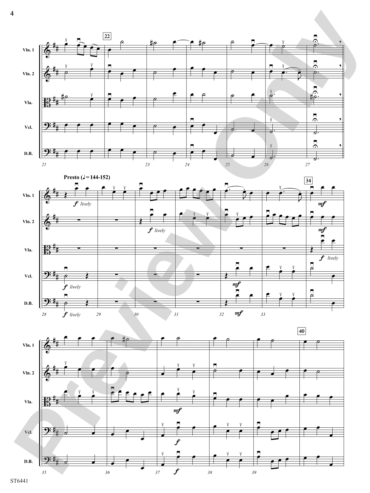Largo and Presto: String Orchestra Conductor Score & Parts