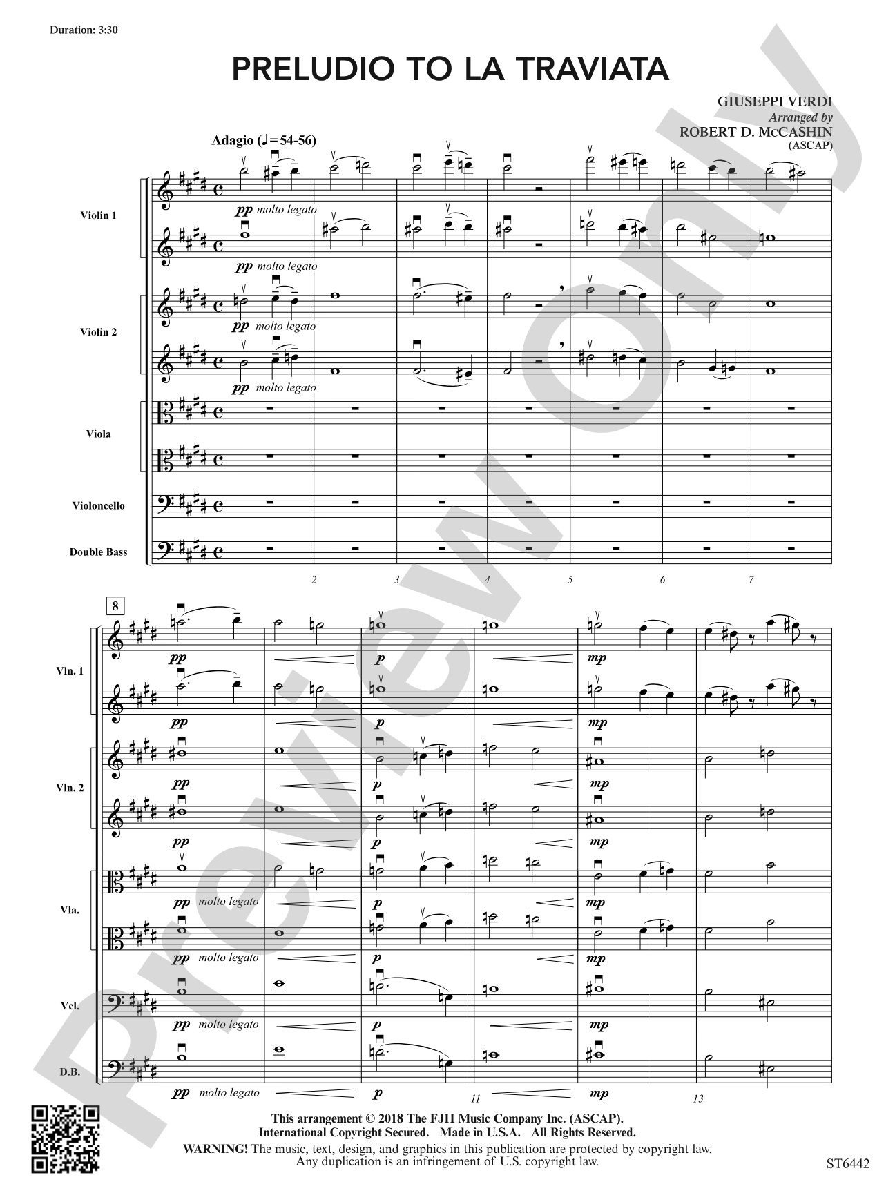 Preludio to La Traviata: String Orchestra Conductor Score & Parts