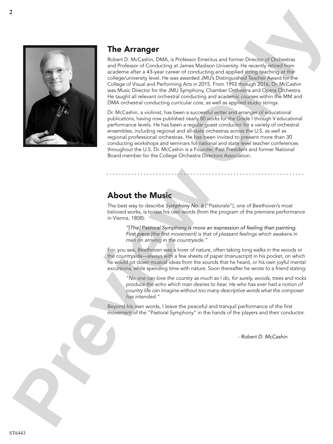 Symphony No 6: String Orchestra Conductor Score & Parts