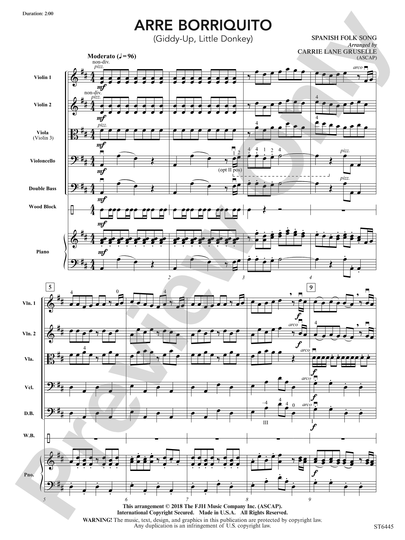 Arre Borriquito: String Orchestra Conductor Score & Parts