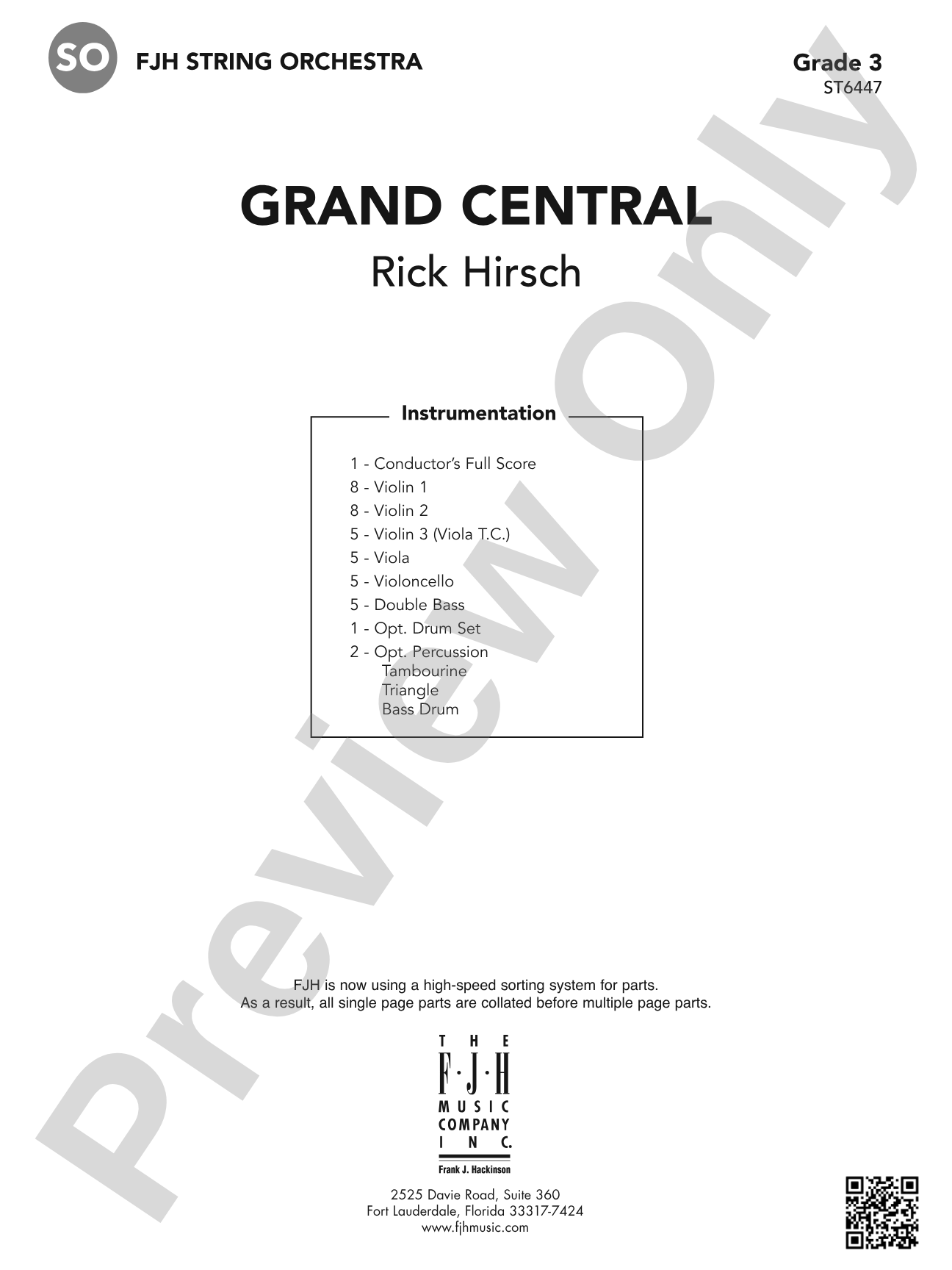 Grand Central: String Orchestra Conductor Score & Parts