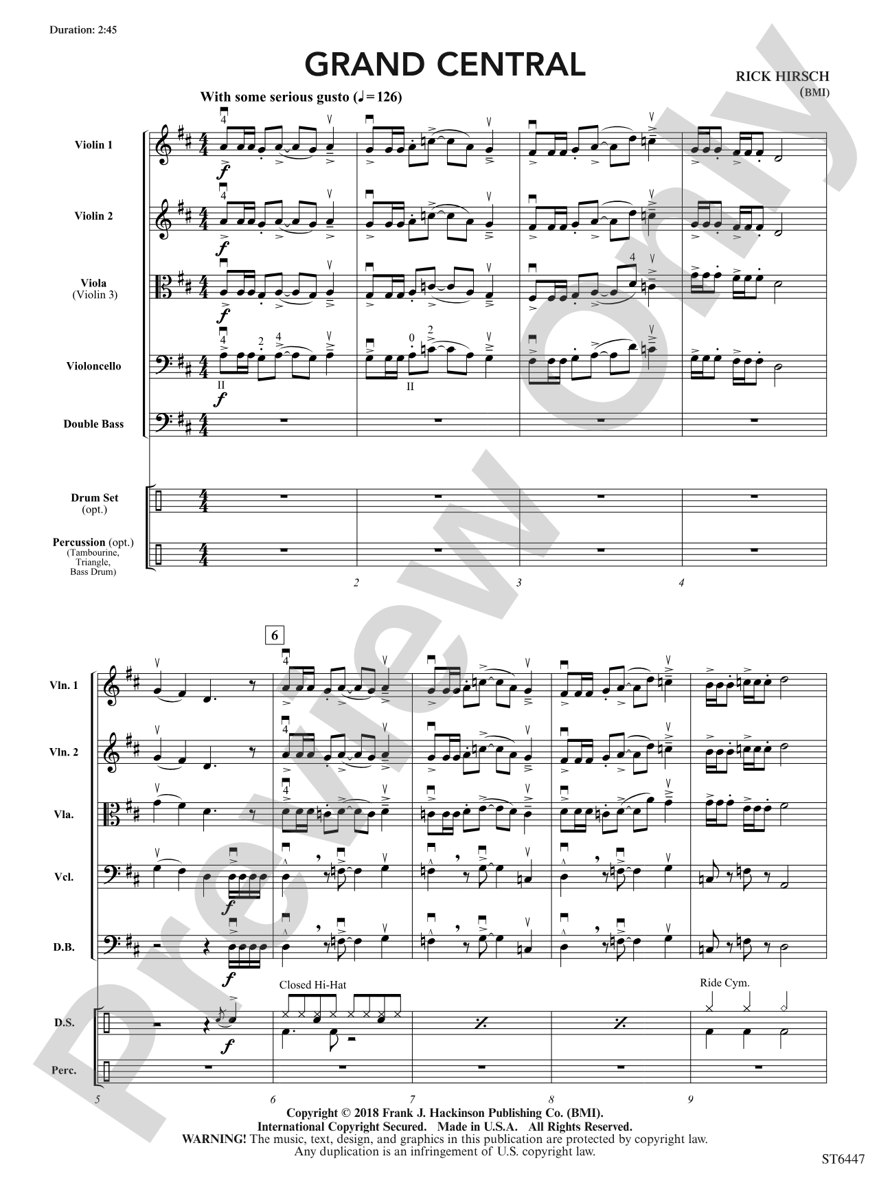 Grand Central: String Orchestra Conductor Score & Parts