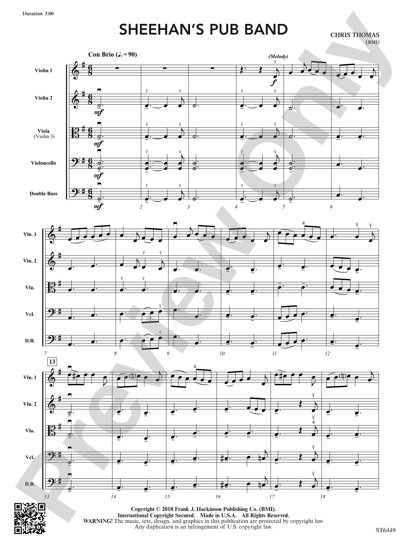 Sheehan's Pub Band: String Orchestra Conductor Score & Parts