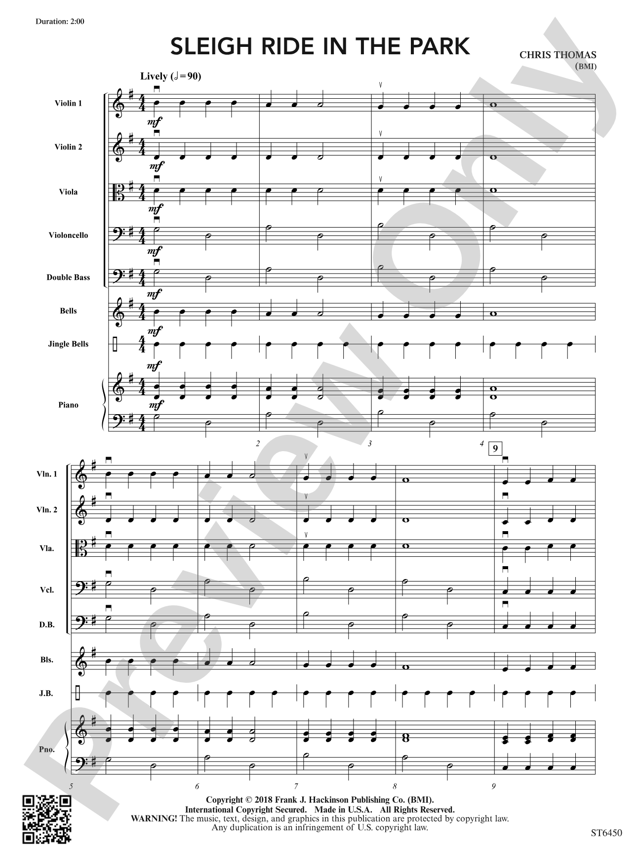 Sleigh Ride in the Park: String Orchestra Conductor Score & Parts