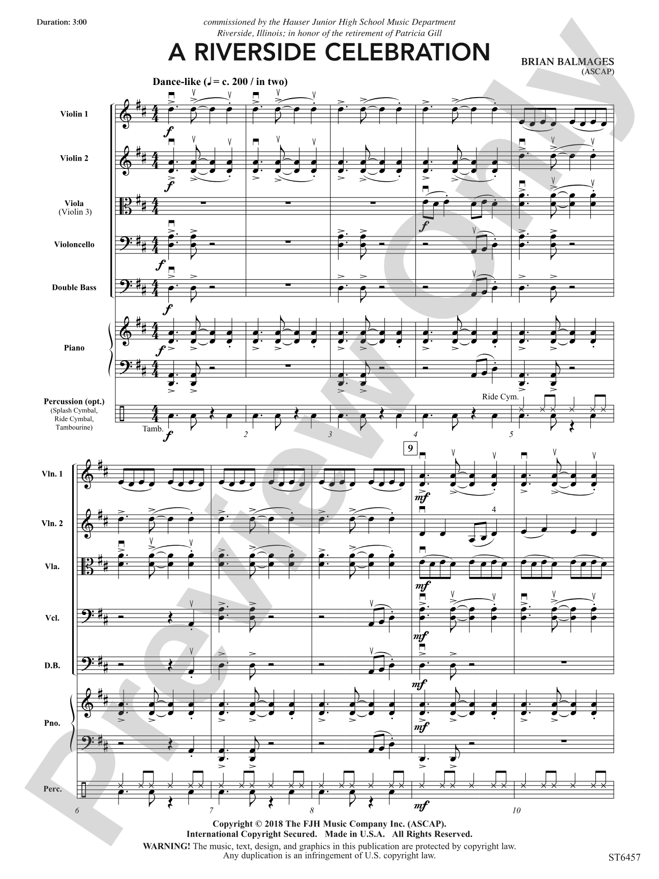 A Riverside Celebration: String Orchestra Conductor Score & Parts