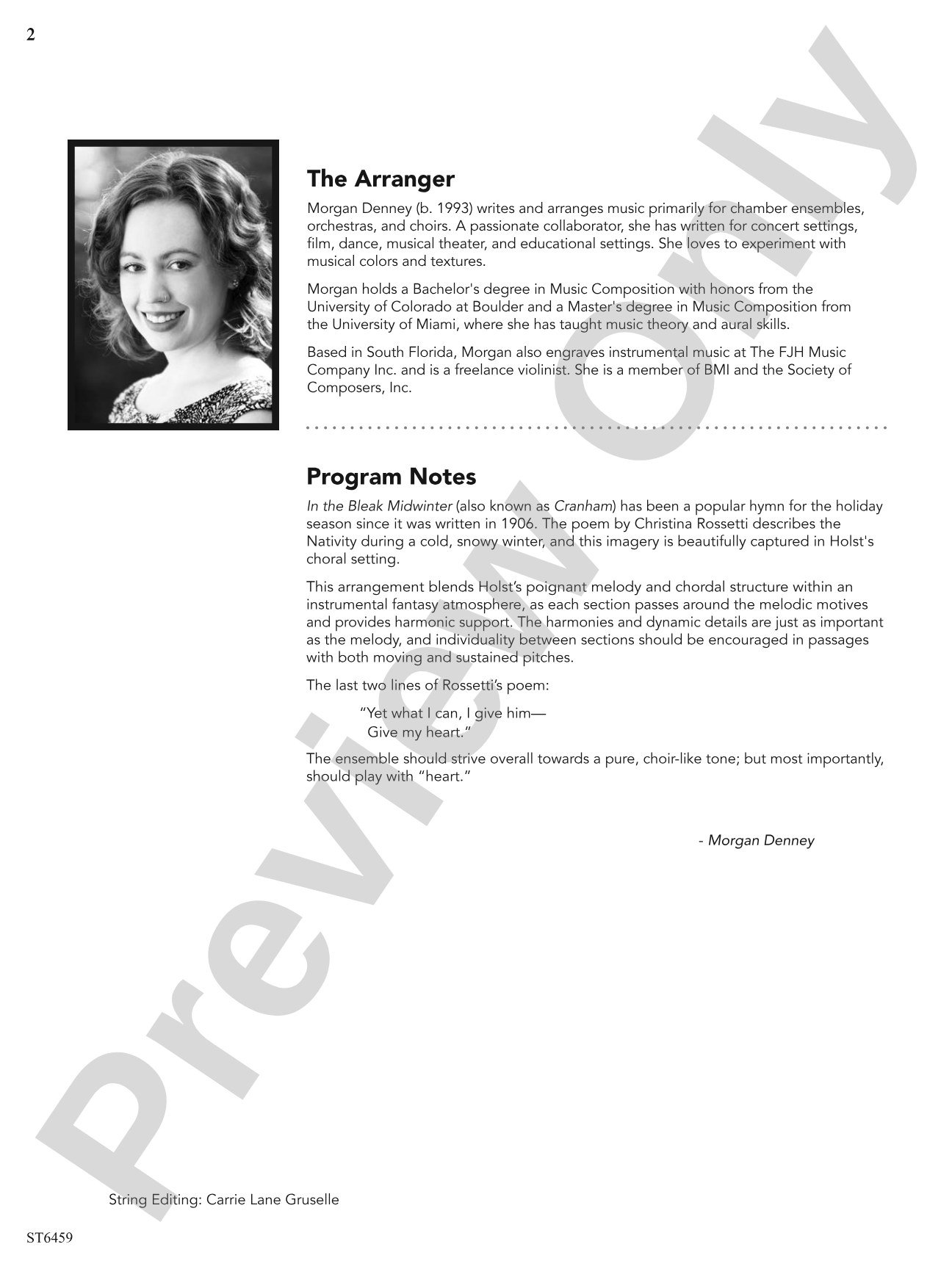 A Midwinter Fantasy: String Orchestra Conductor Score & Parts