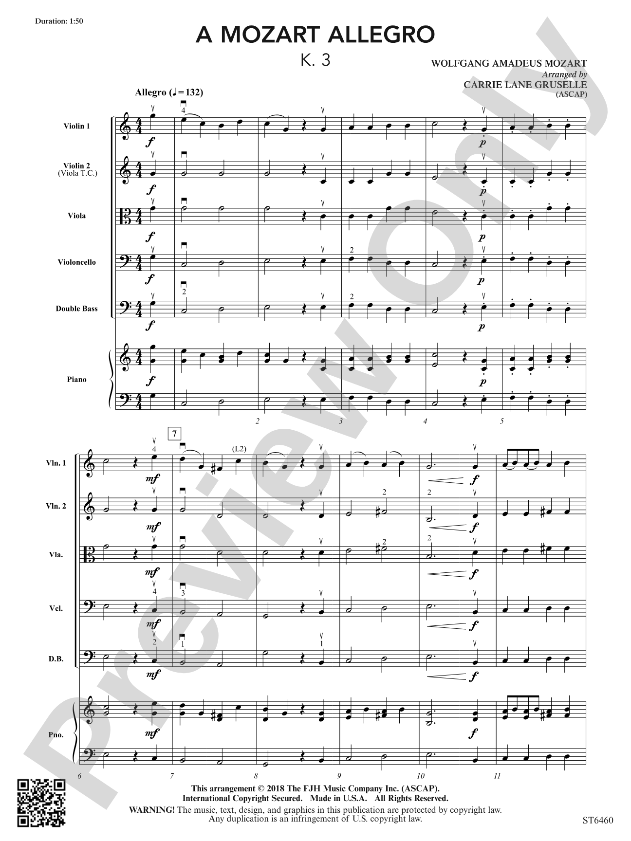 A Mozart Allegro: String Orchestra Conductor Score & Parts