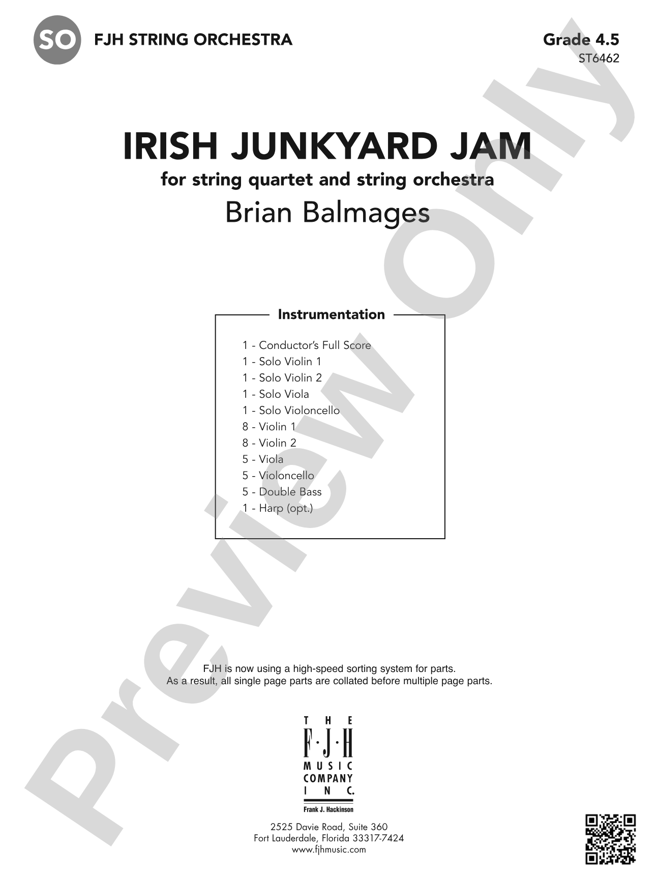 Irish Junkyard Jam: String Orchestra Conductor Score & Parts