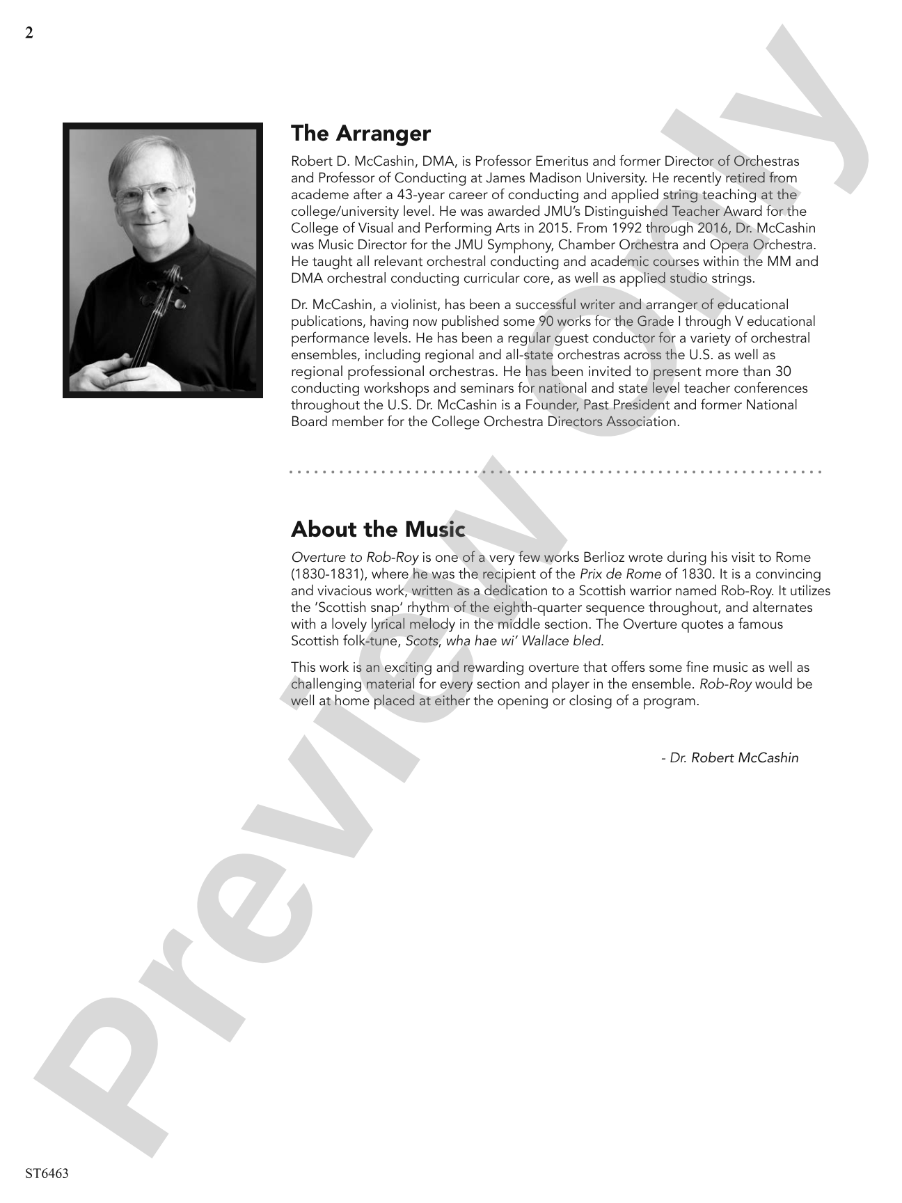 Overture to Rob-Roy: String Orchestra Conductor Score & Parts