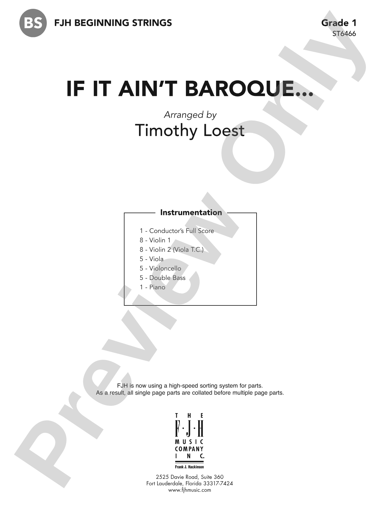 If It Ain't Baroque: String Orchestra Conductor Score & Parts