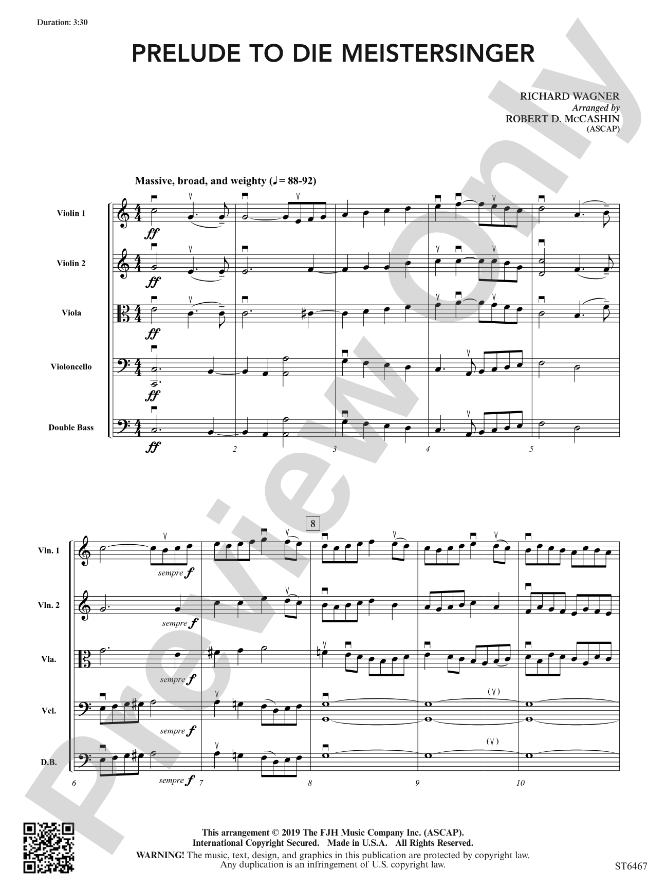 Prelude to Die Miestersinger: String Orchestra Conductor Score & Parts