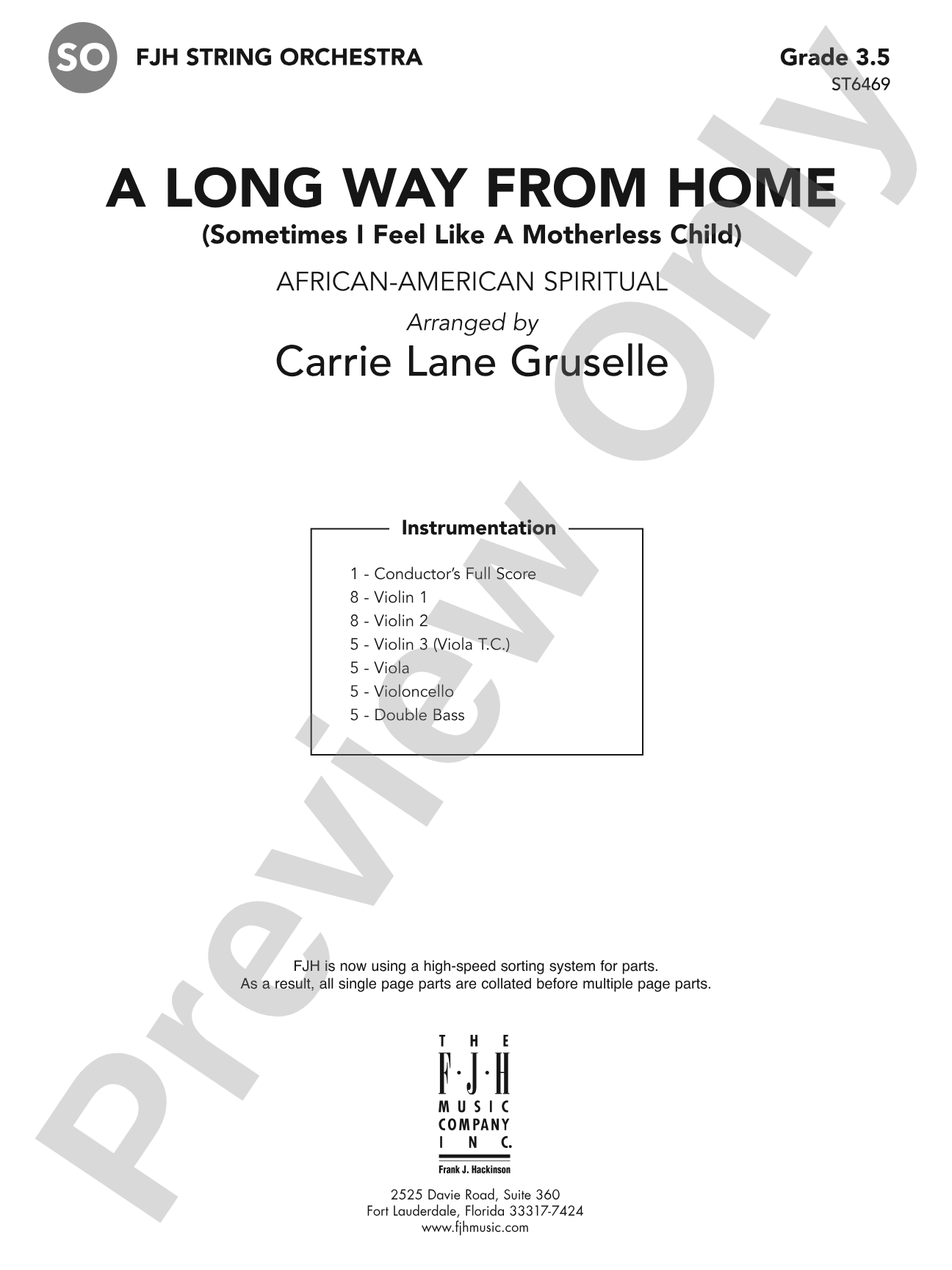 A Long Way from Home: String Orchestra Conductor Score & Parts