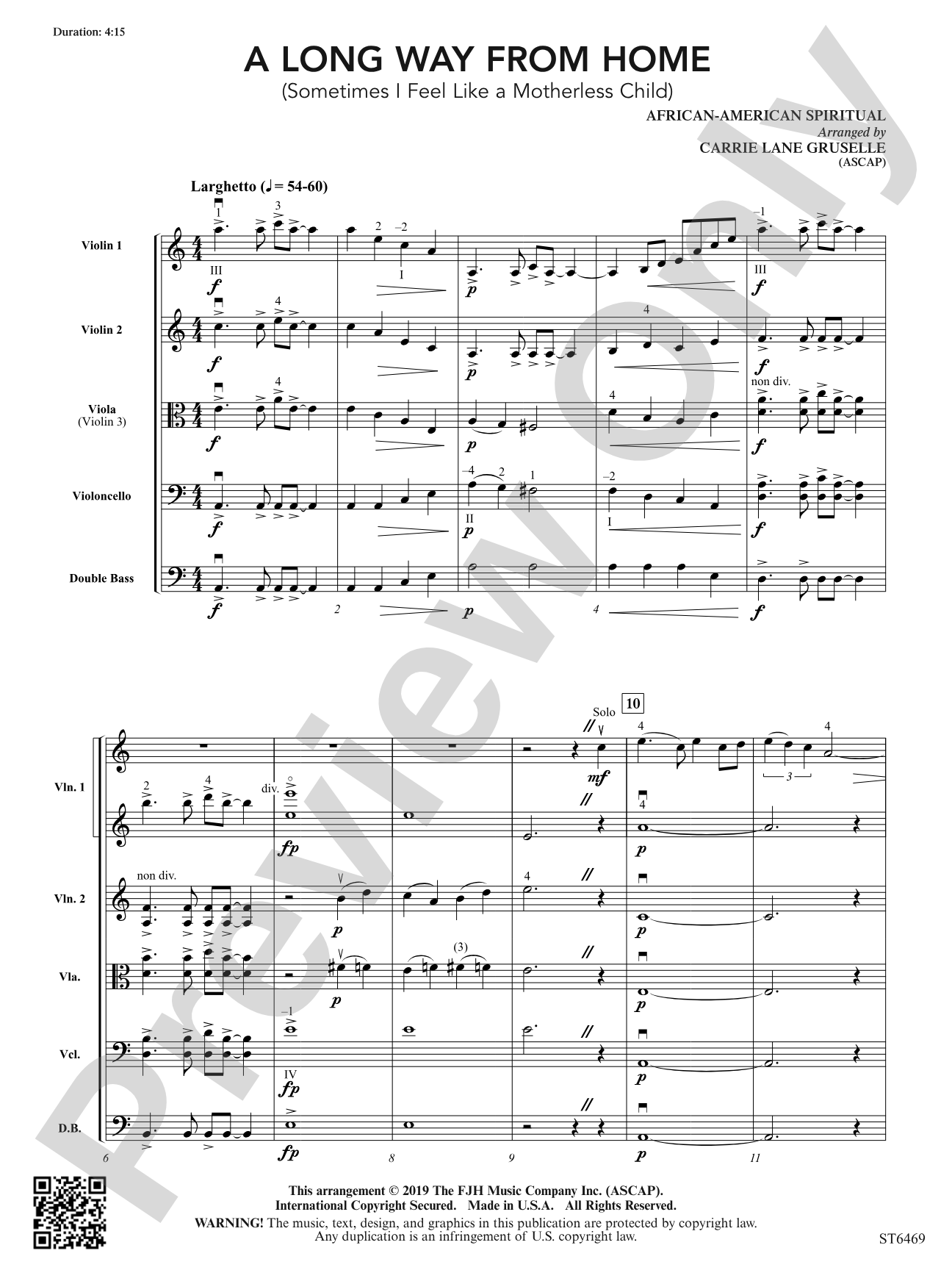 A Long Way from Home: String Orchestra Conductor Score & Parts