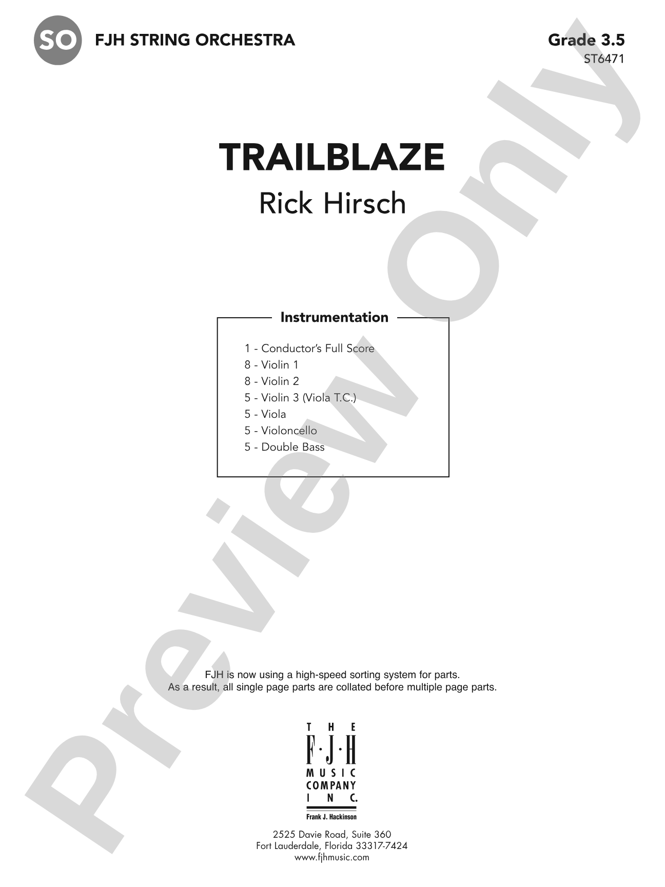 Trailblaze: String Orchestra Conductor Score & Parts