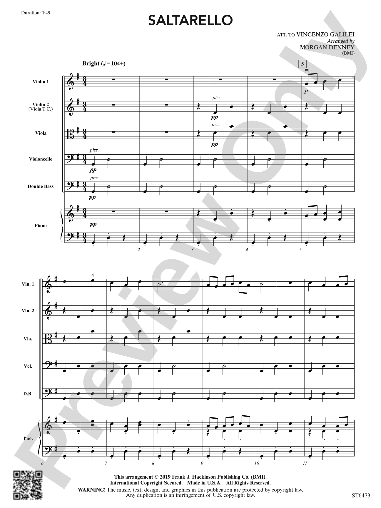 Saltarello: String Orchestra Conductor Score & Parts